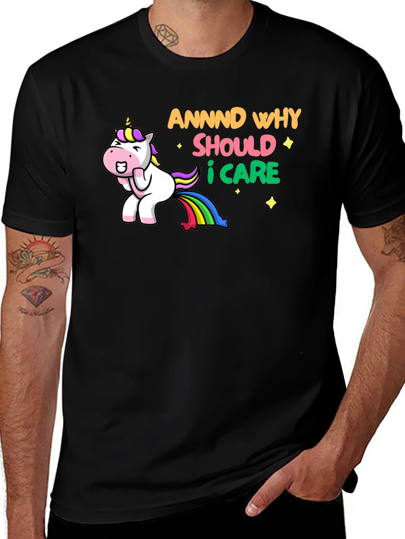 Variant 27 of Funny Unicorn Rainbow Poop Men's Black T-Shirt