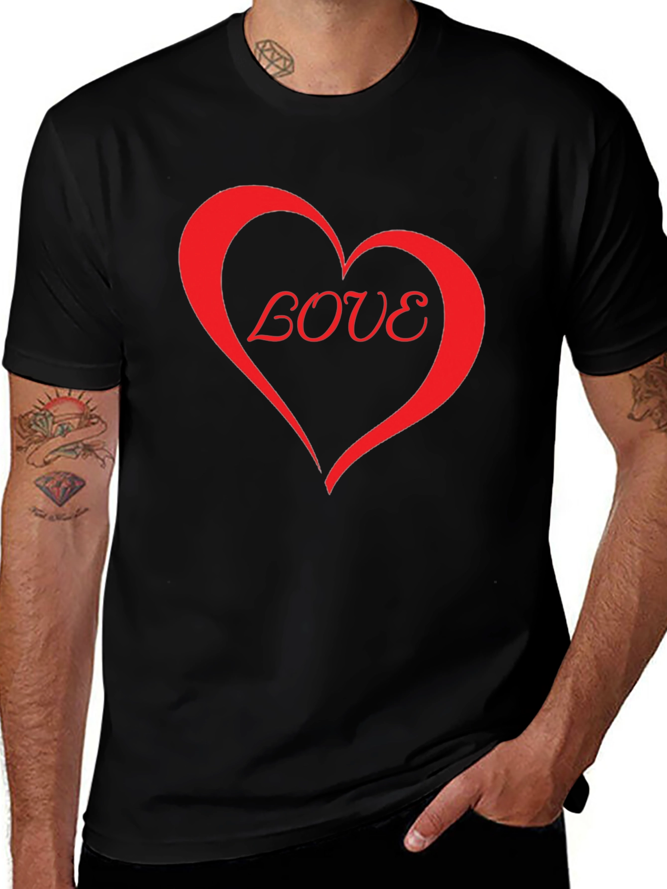 Variant 20 of Love Heart Graphic Black T-Shirt