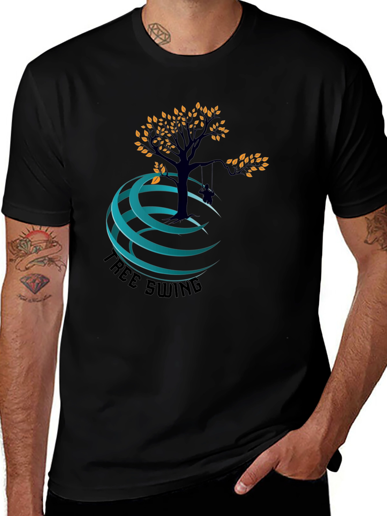 Variant 7 of Tree Swing Graphic Black T-Shirt