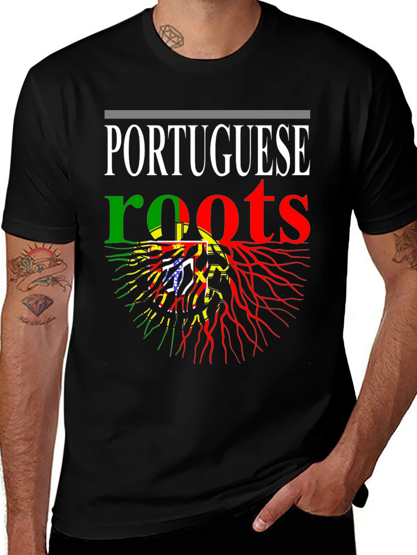 Portuguese Roots T-Shirt - Black Cotton Blend