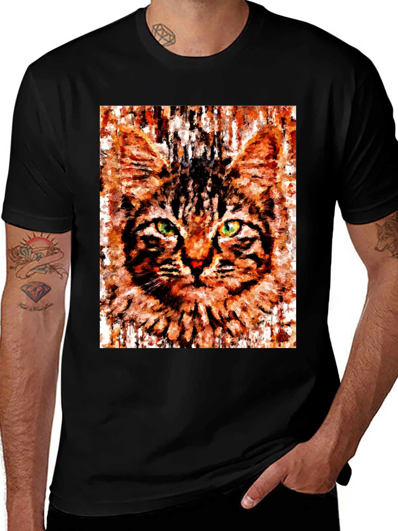 Variant 23 of Abstract Cat Portrait Graphic T-Shirt