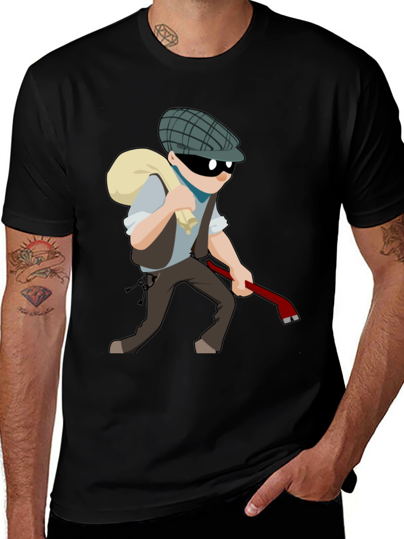Variant 6 of Cartoon Burglar T-Shirt - Novelty Tee