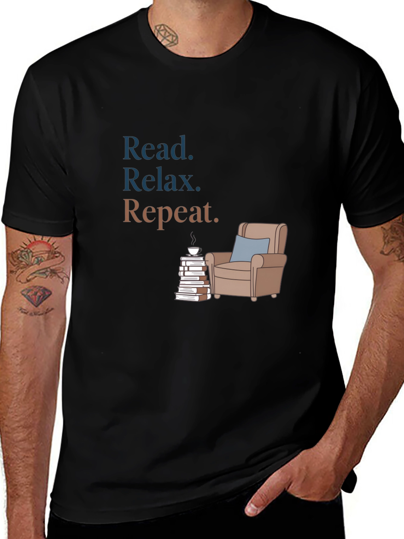 Variant 26 of Read Relax Repeat T-Shirt - Book Lover Tee