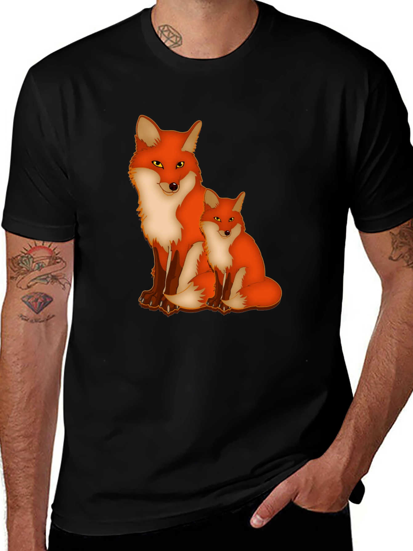 Variant 23 of Fox Family Graphic Tee - Black