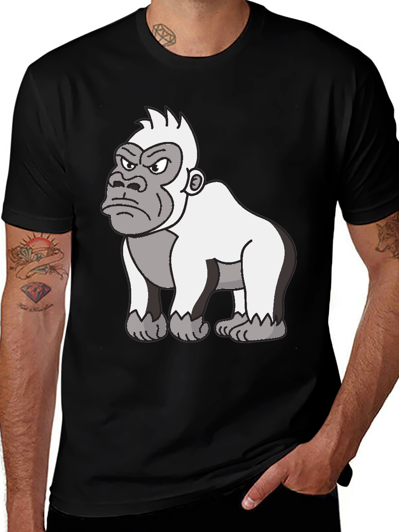 Variant 26 of Angry Gorilla Cartoon Graphic Tee - Black