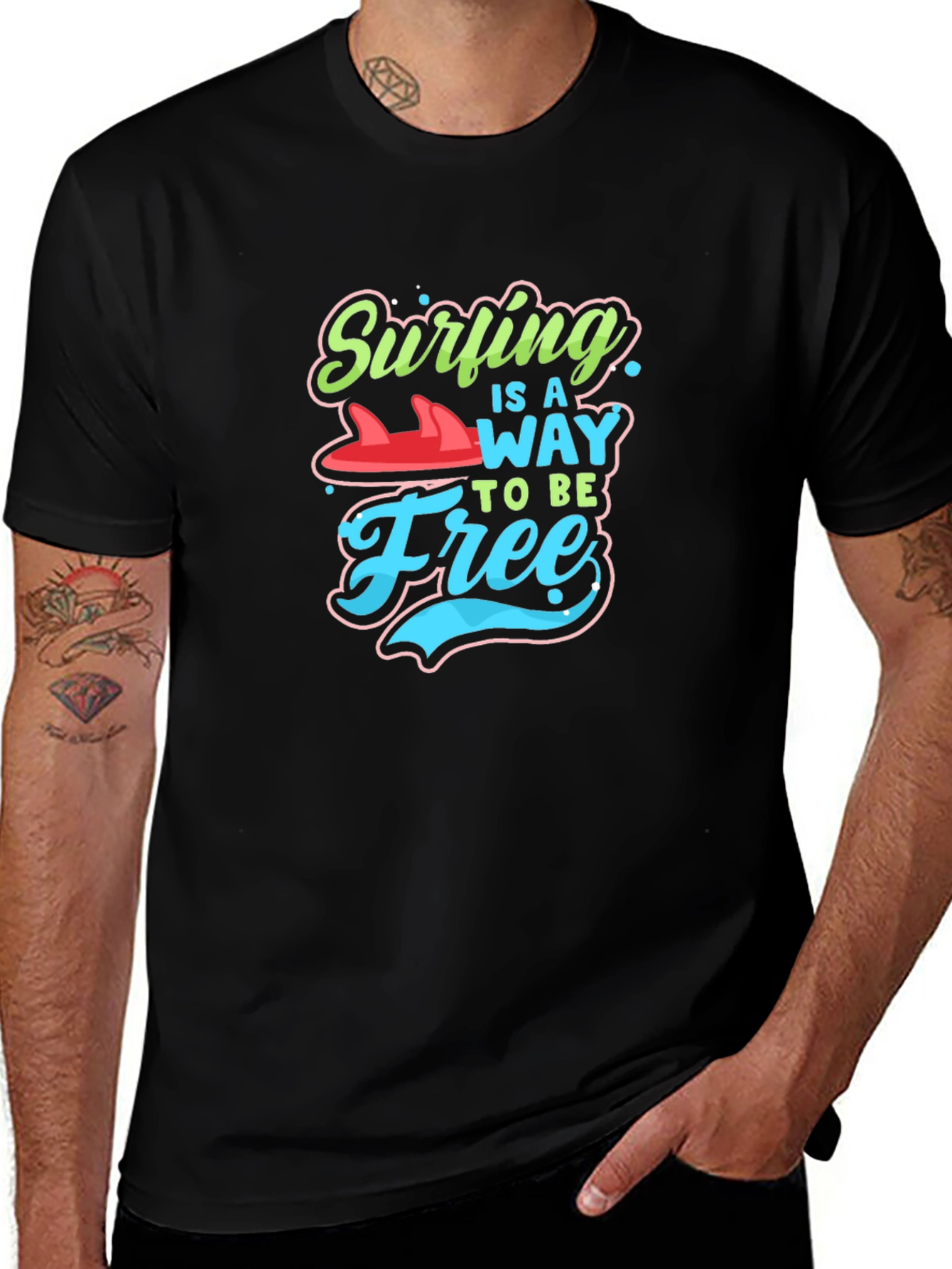 Variant 9 of Surfing is a Way to Be Free Graphic Tee