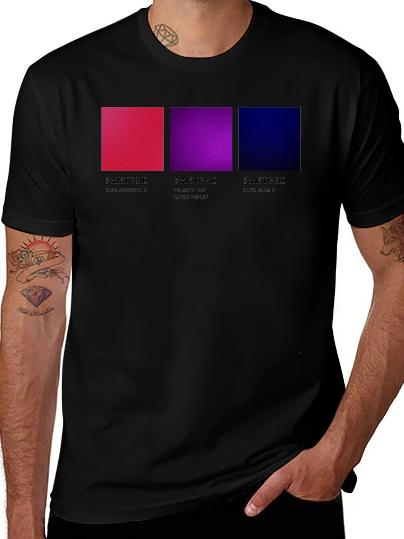 Variant 23 of Pantone Color Block Tee: Viva Magenta, Ultra Violet, Dark Blue