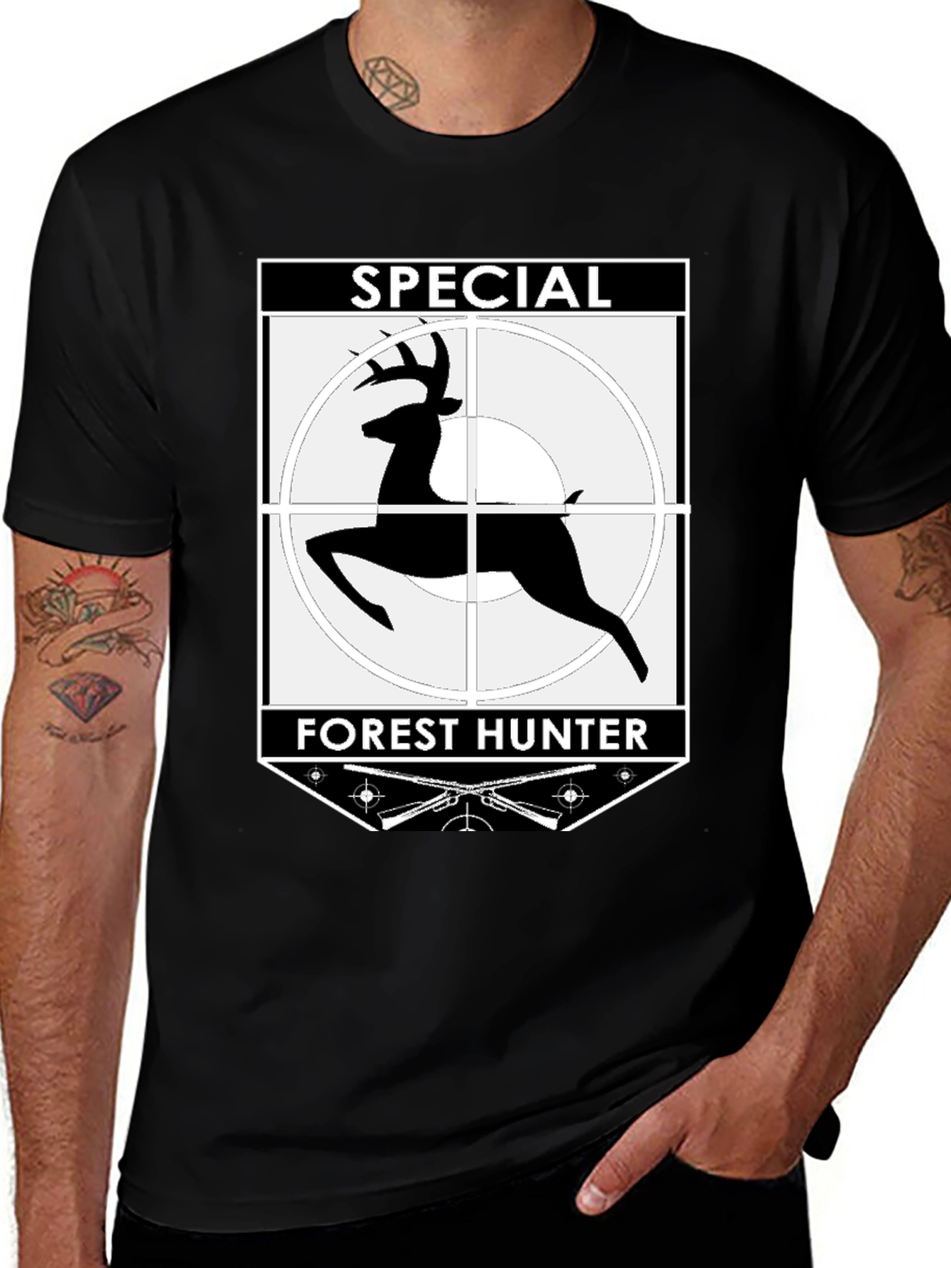 Variant 8 of Special Forest Hunter T-Shirt Deer Target Graphic Tee