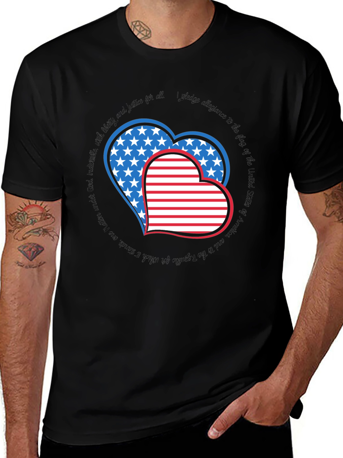 Variant 25 of Patriotic Heart Tee - American Flag Design