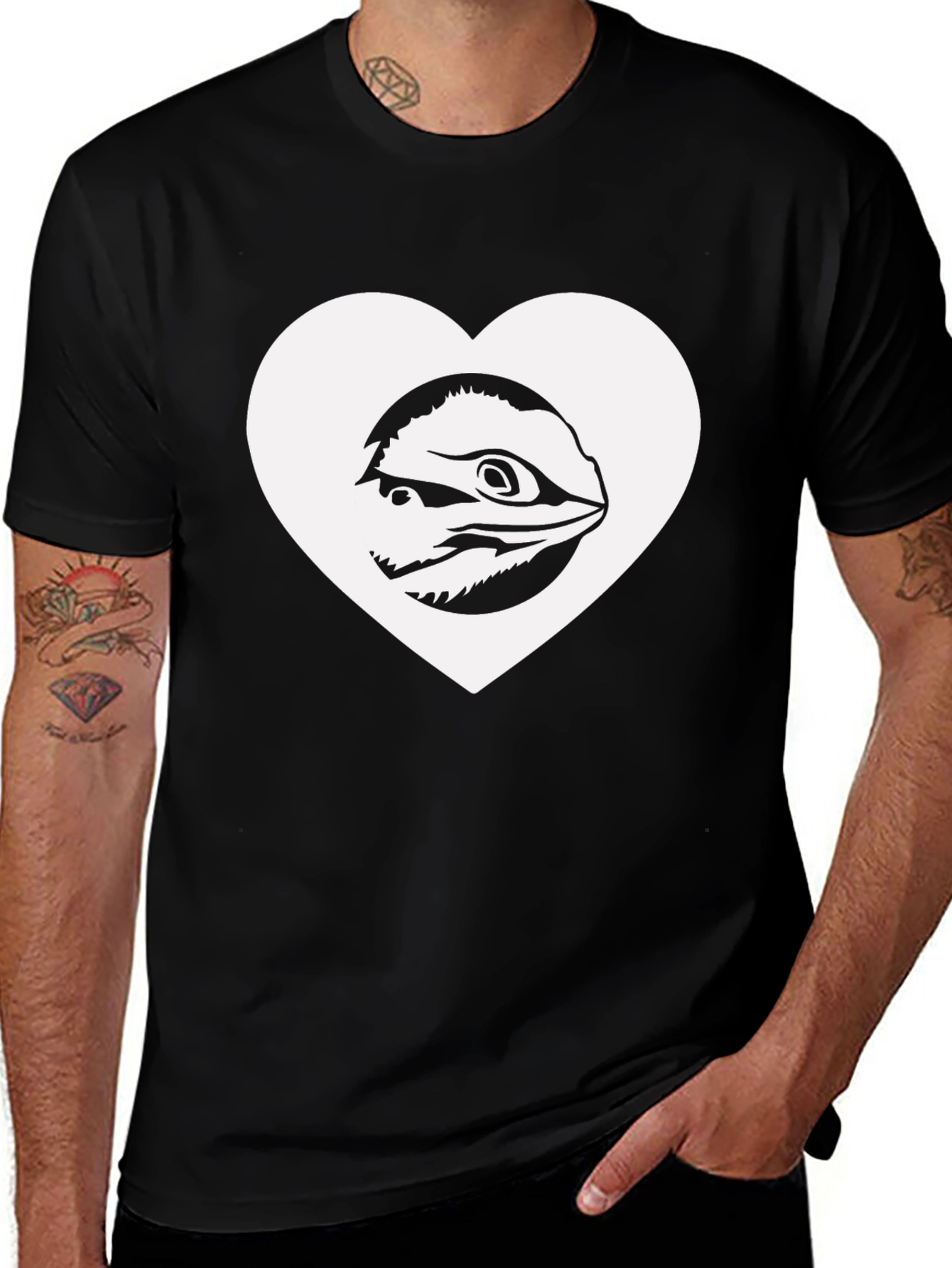 Variant 10 of Bearded Dragon Love Tee - Black Cotton T-Shirt