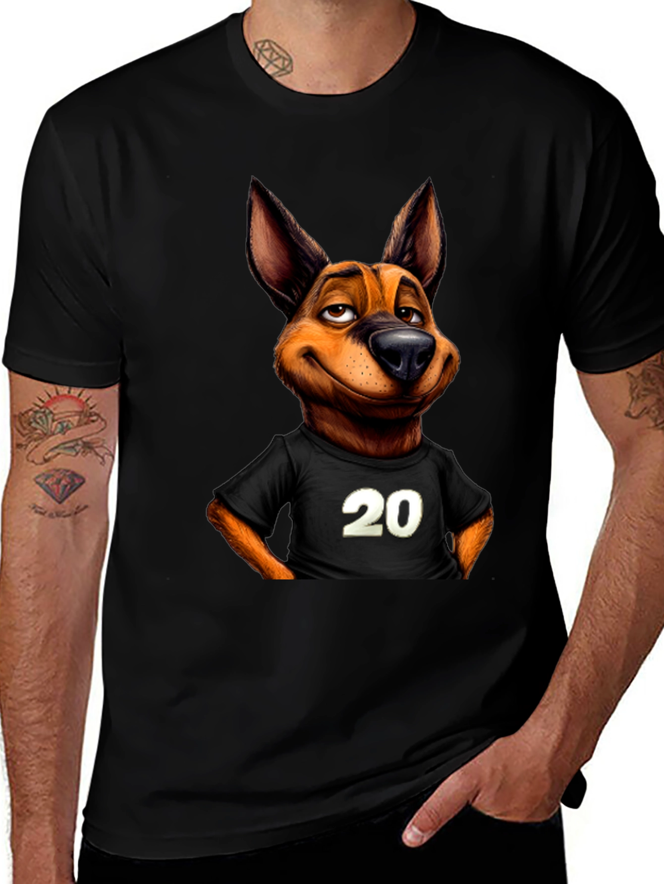 Variant 28 of Cartoon Dog 20 Graphic Black T-Shirt