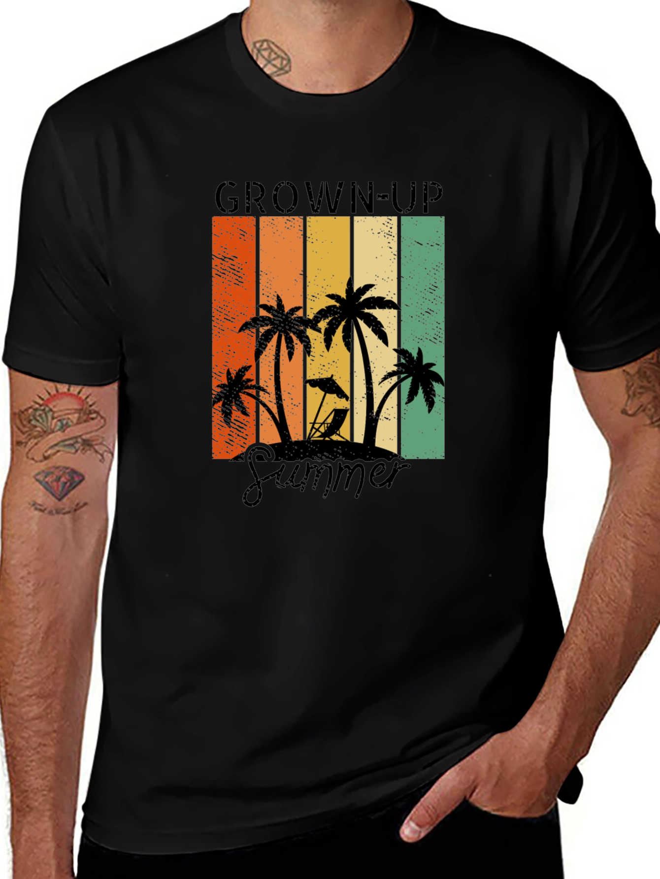 Variant 3 of Grown-Up Summer Graphic Tee - Tropical Palm Tree Shirt