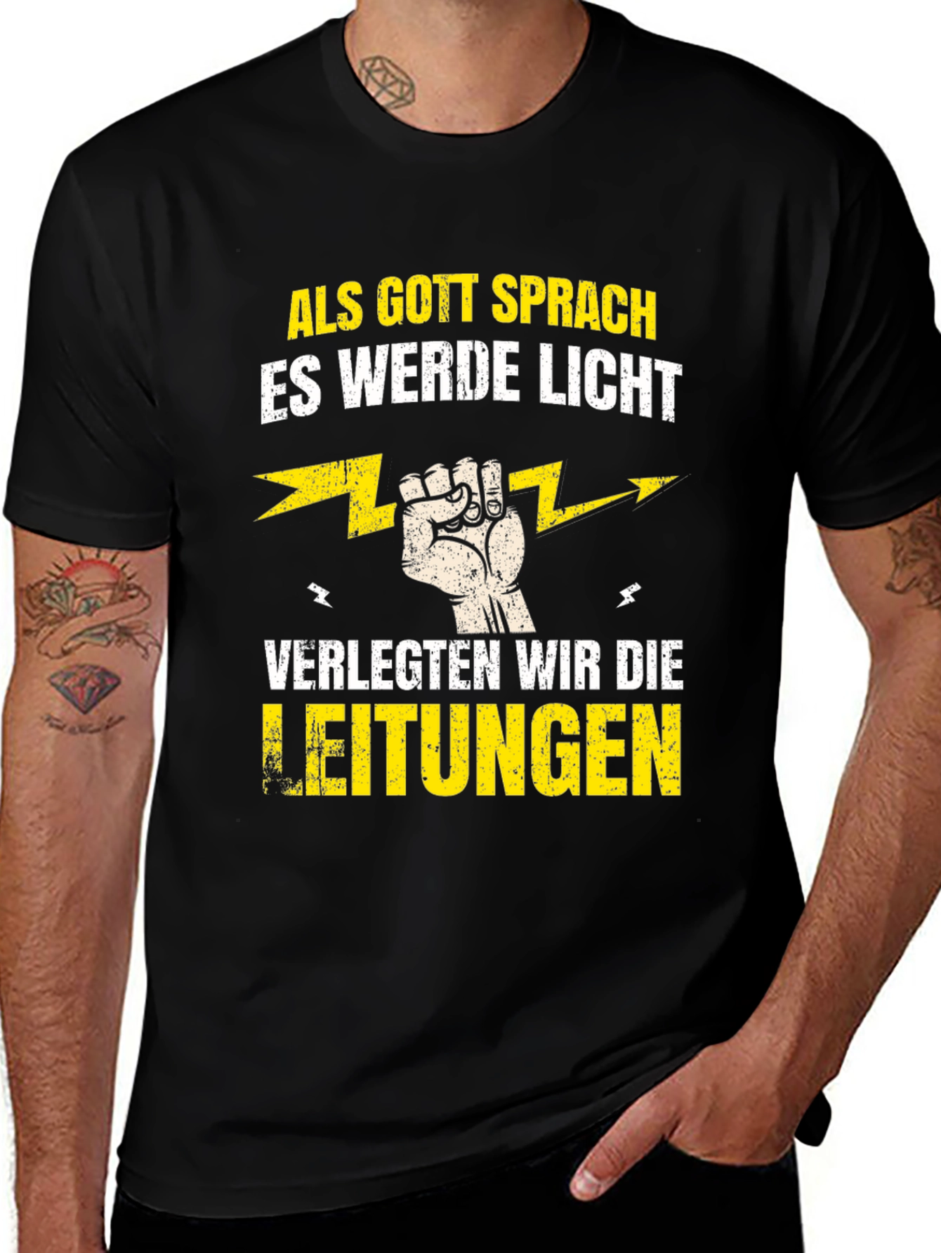 Variant 28 of Funny Electrician T-Shirt - Als Gott Sprach