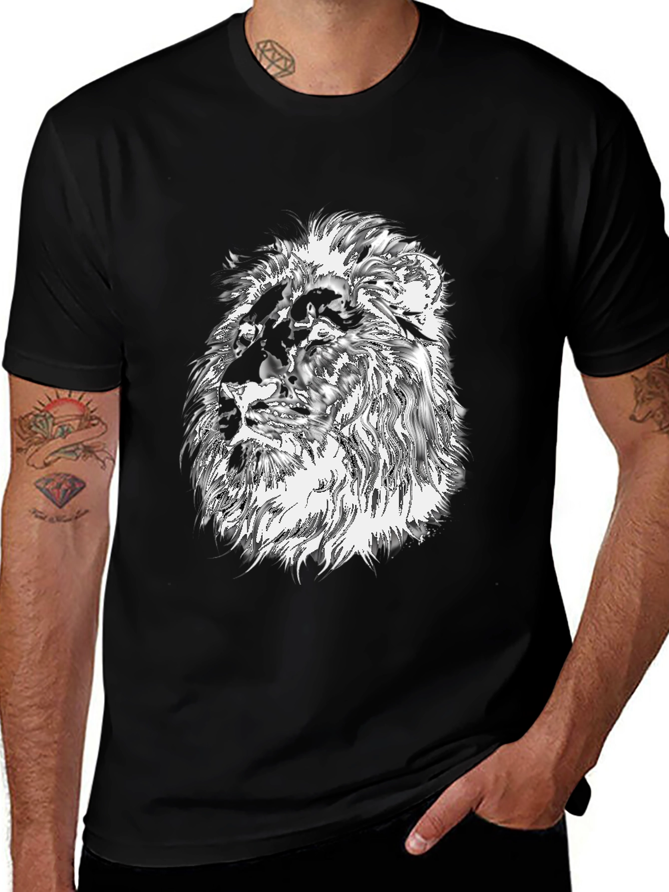 Variant 7 of Lion Graphic Black T-Shirt