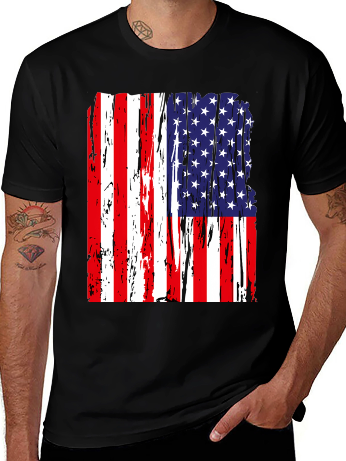 Variant 18 of Distressed American Flag Graphic T-Shirt