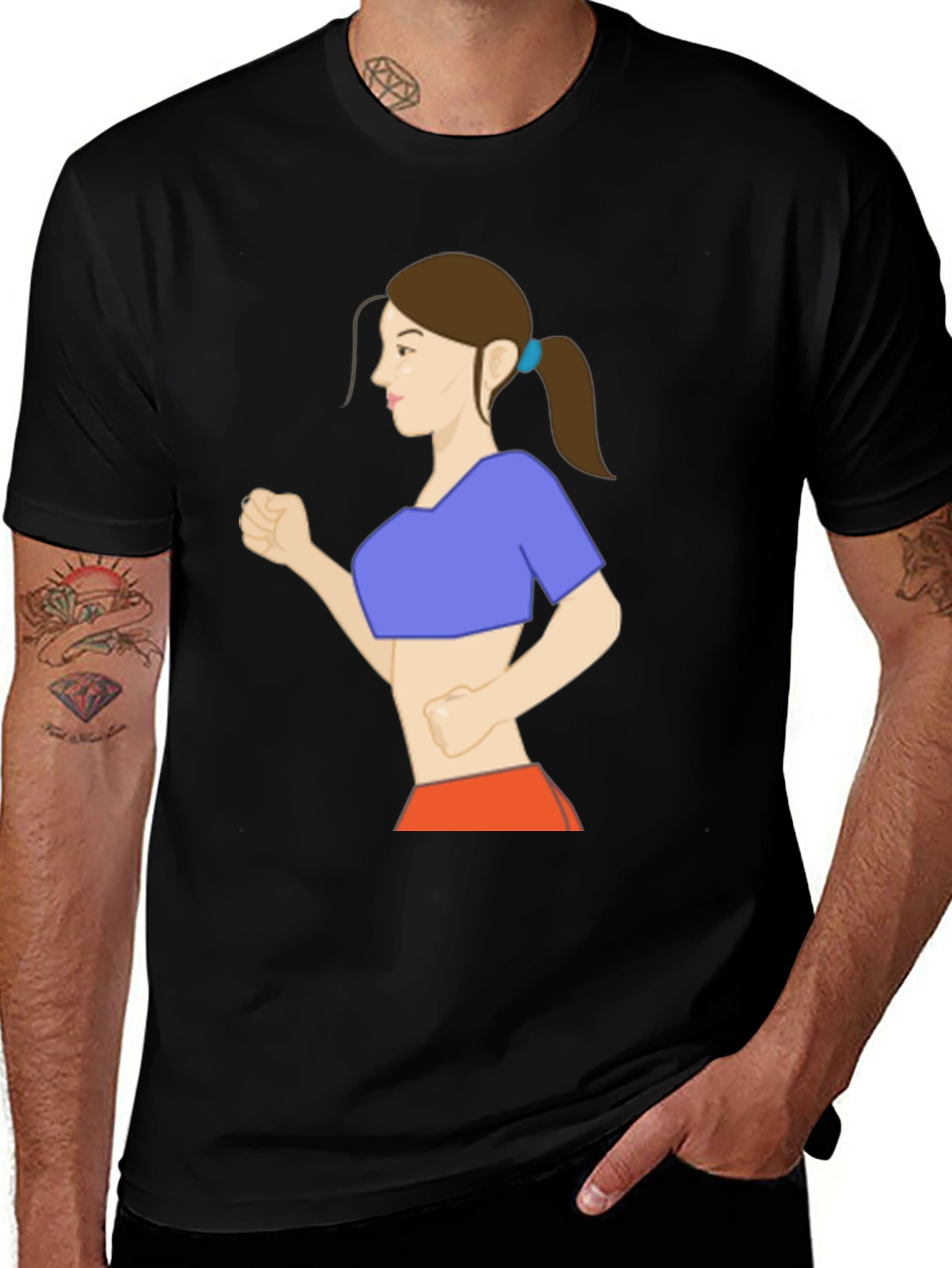 Variant 27 of Fitness Cartoon Graphic Tee - Black