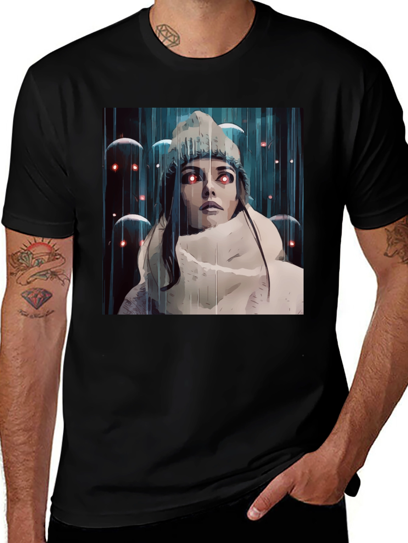Variant 10 of Artistic Woman's Tee - Red Eye Dreamscape Graphic