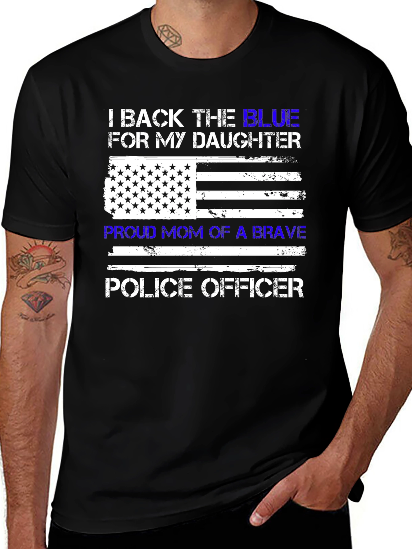 Variant 25 of I Back The Blue Proud Mom Police Officer T-Shirt