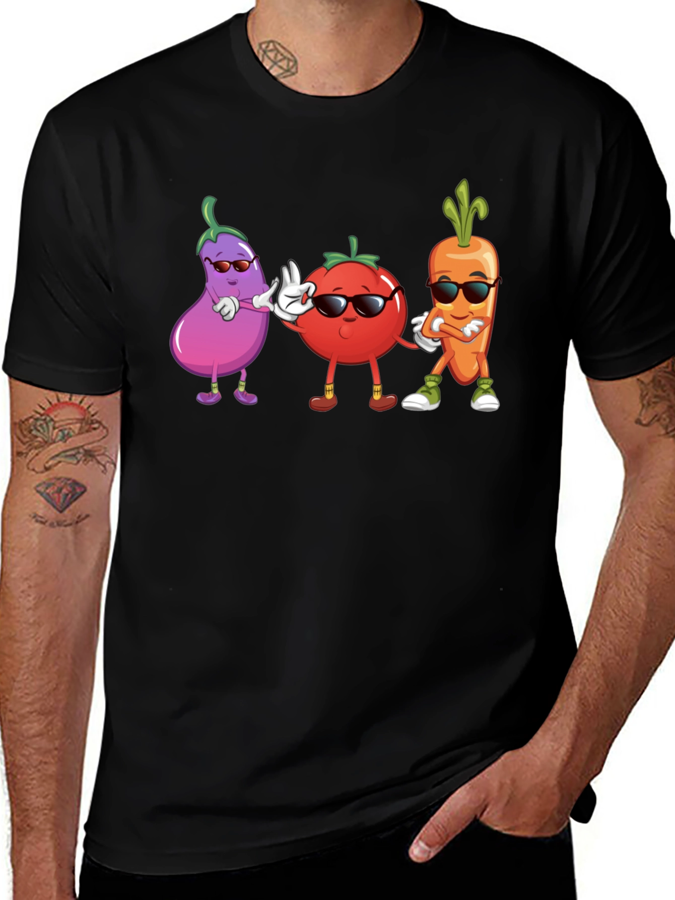 Variant 25 of Cool Veggie Squad Black T-Shirt