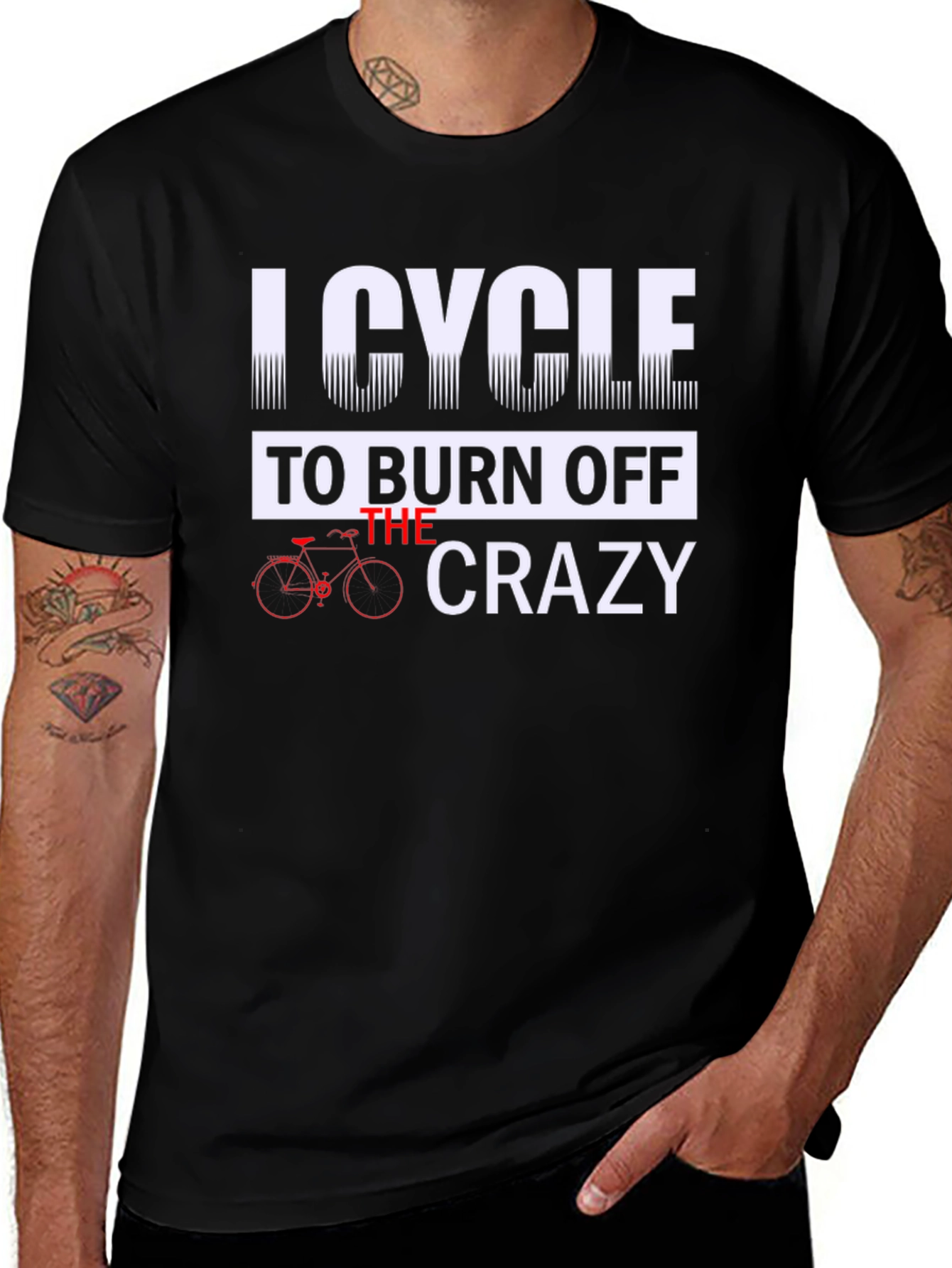 Black I Cycle to Burn Off the Crazy Graphic Tee main image