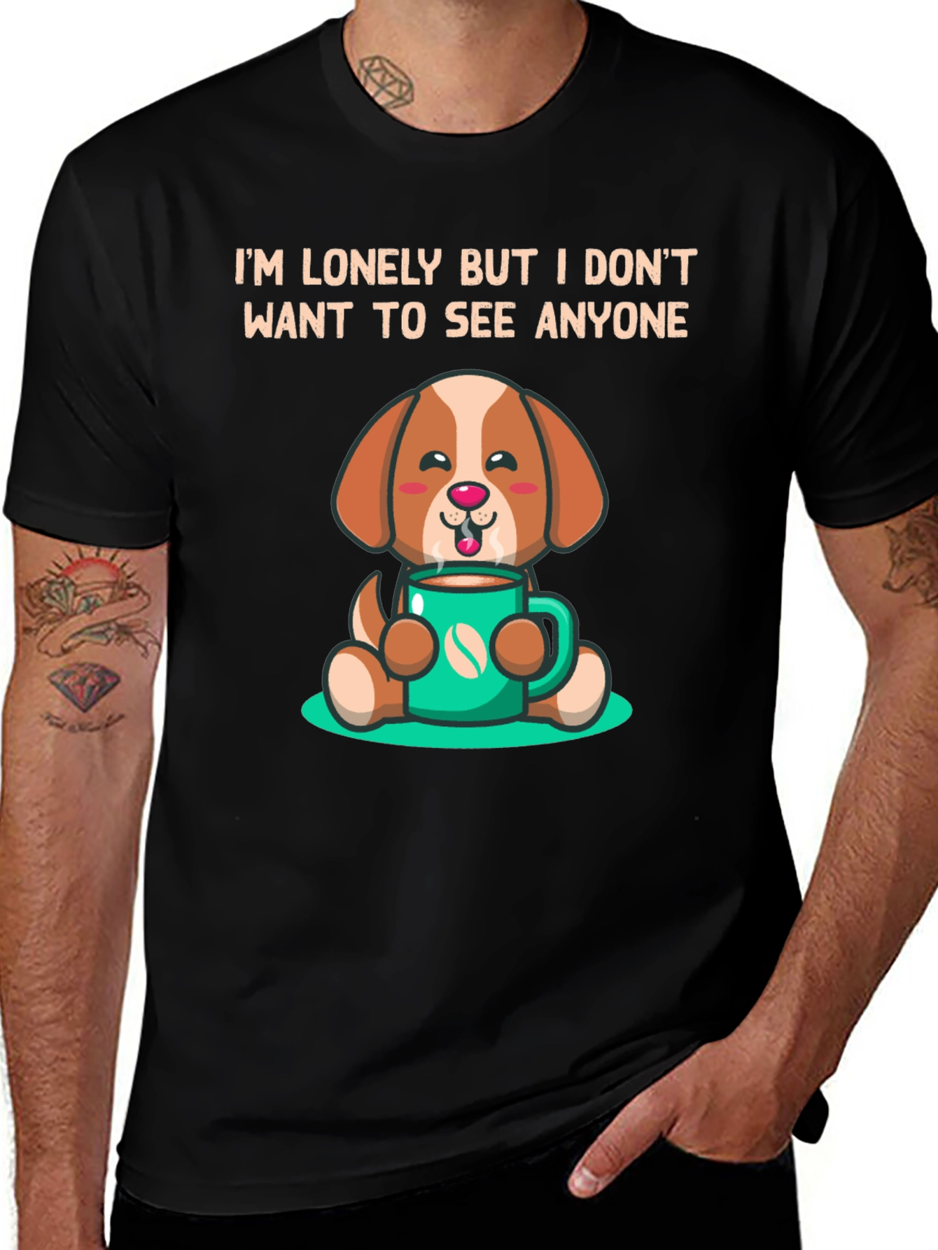 Variant 18 of Lonely Dog Cartoon T-Shirt