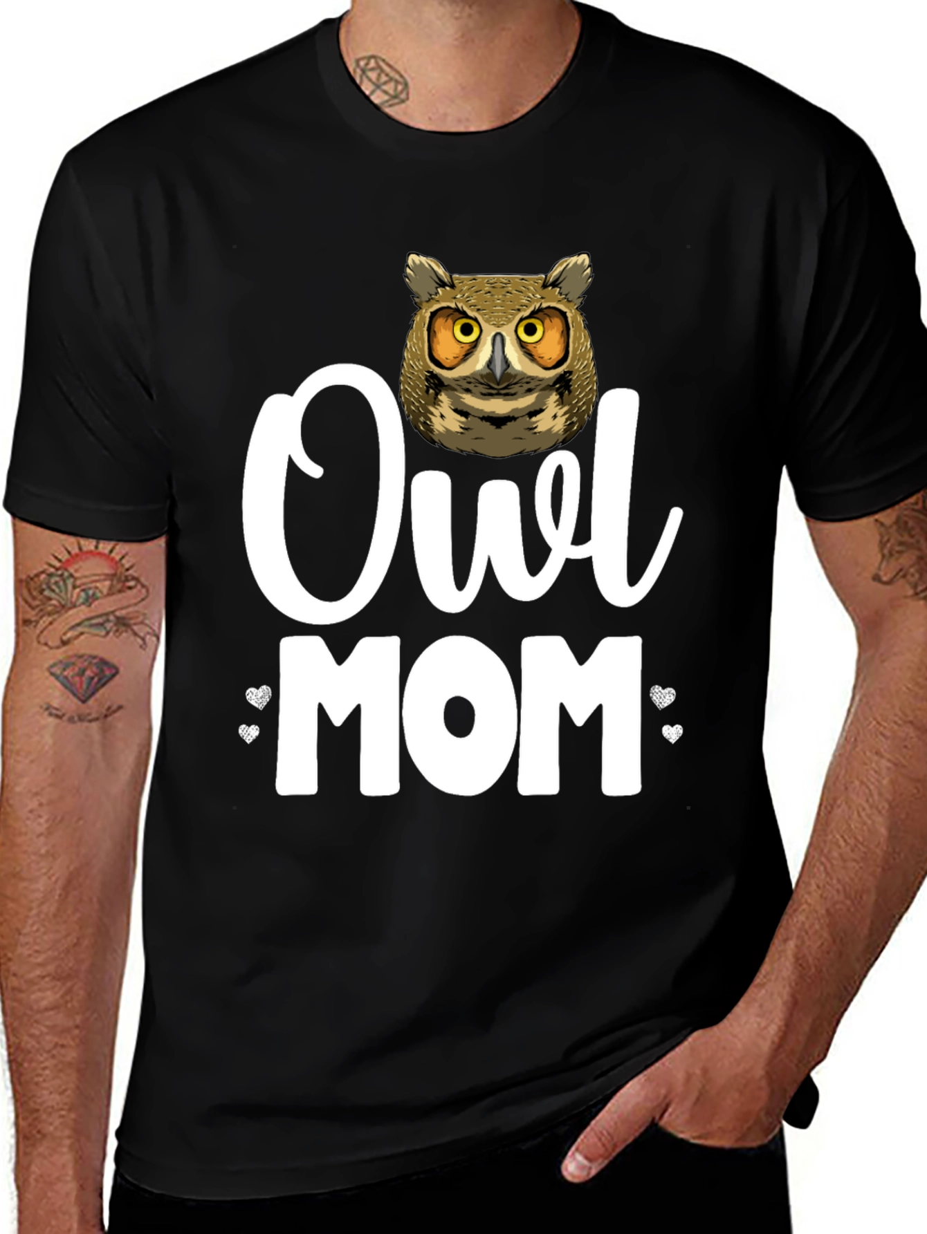 Variant 26 of Owl Mom Graphic T-Shirt - Black