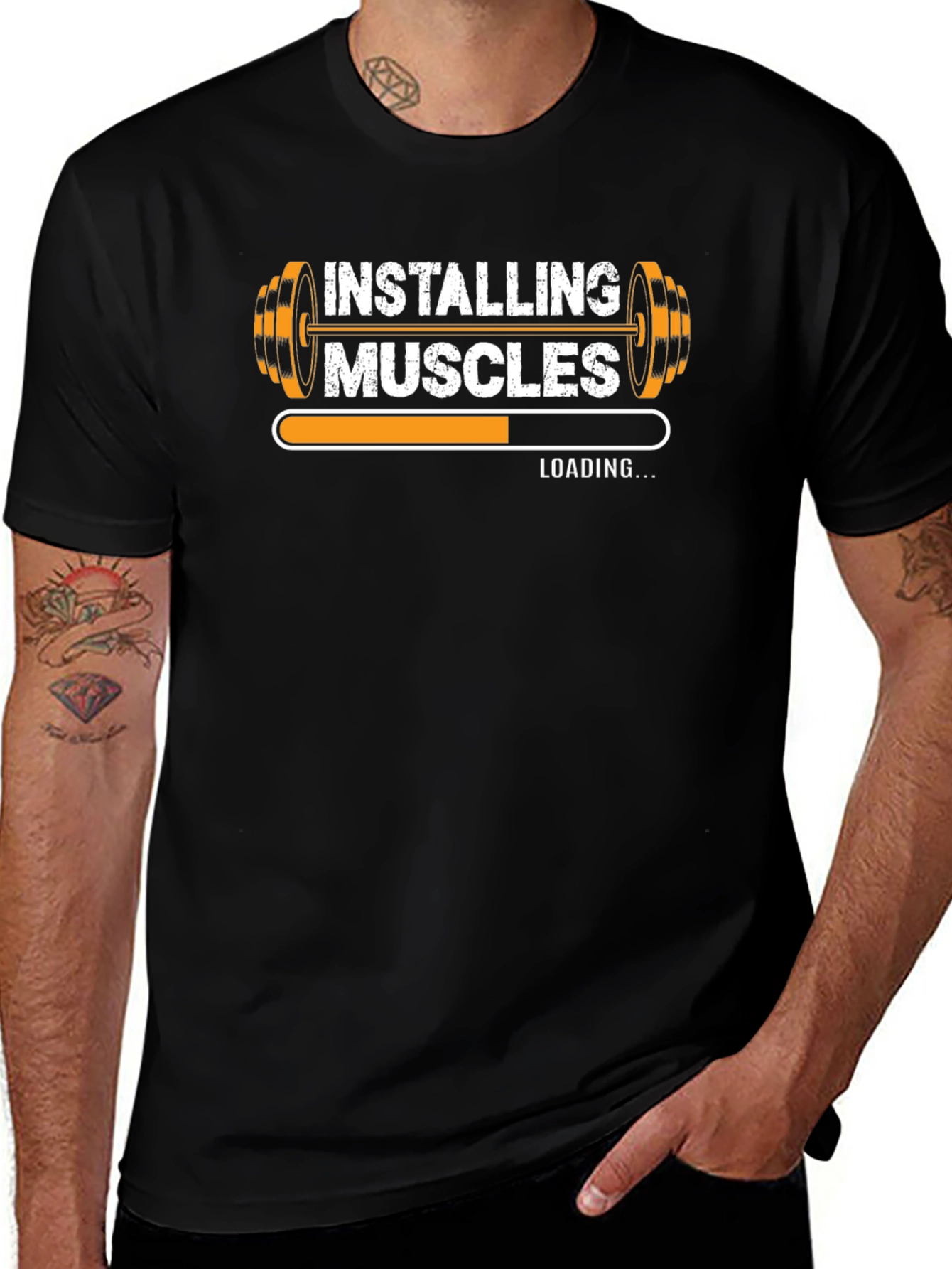 Installing Muscles T-Shirt Gym Fitness Workout Tee