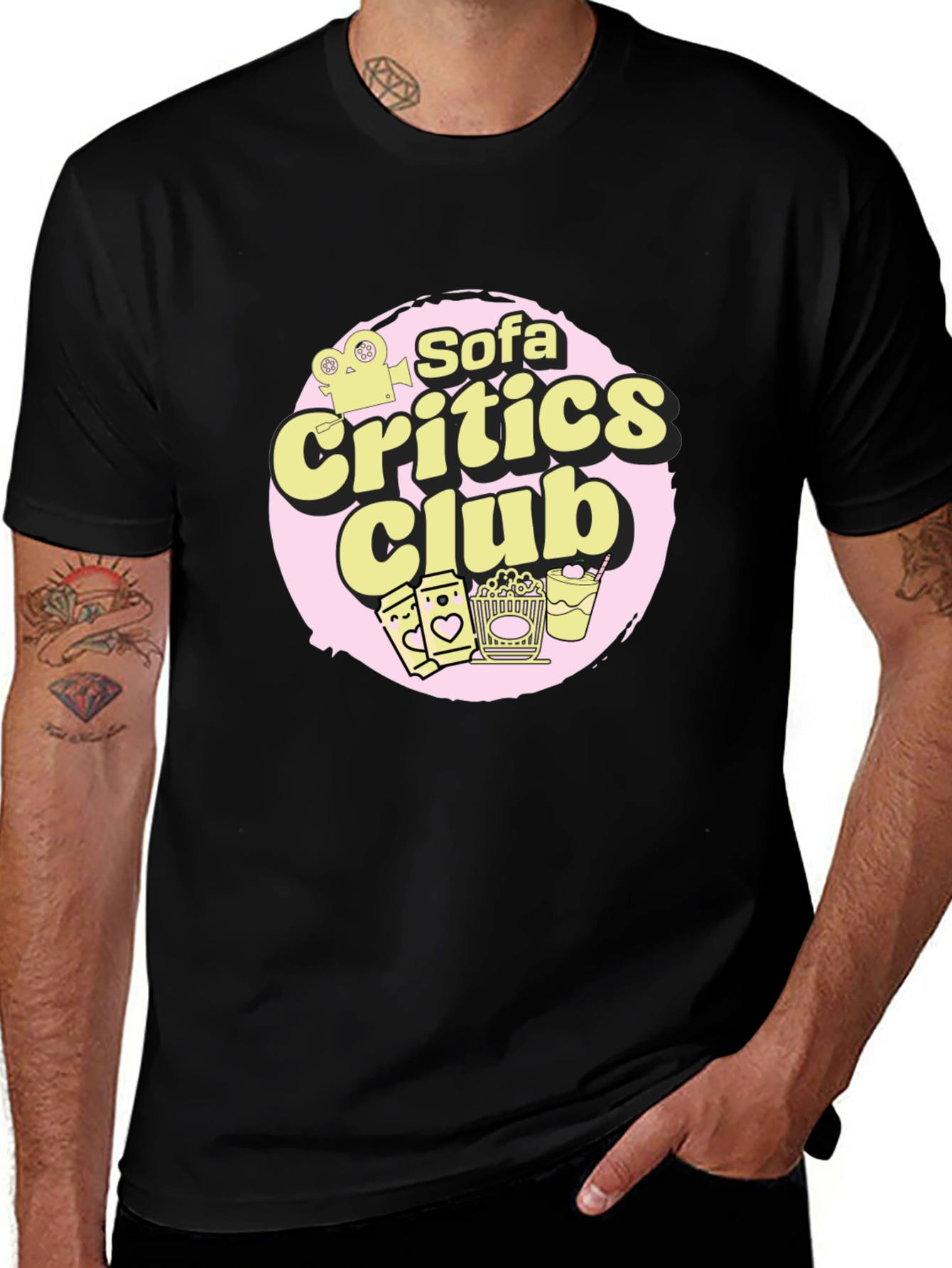 Variant 27 of Sofa Critics Club Black T-Shirt - Movie Buff Apparel