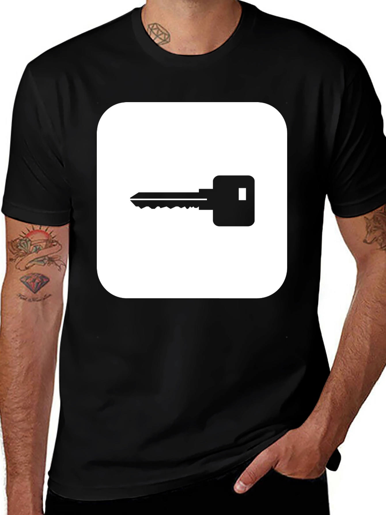 Variant 6 of Modern Key Graphic Black T-Shirt