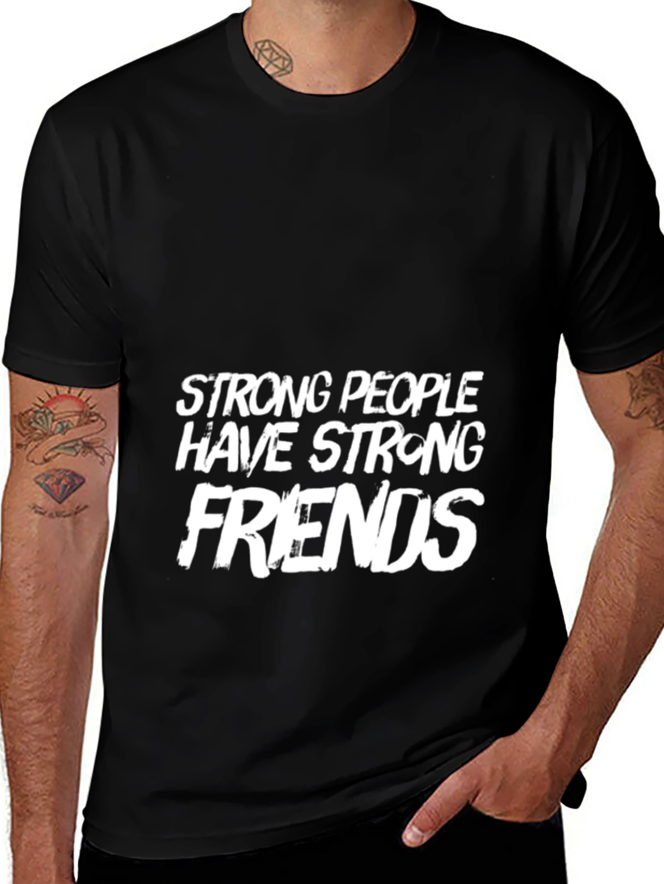 Variant 20 of Strong People Have Strong Friends Black T-Shirt