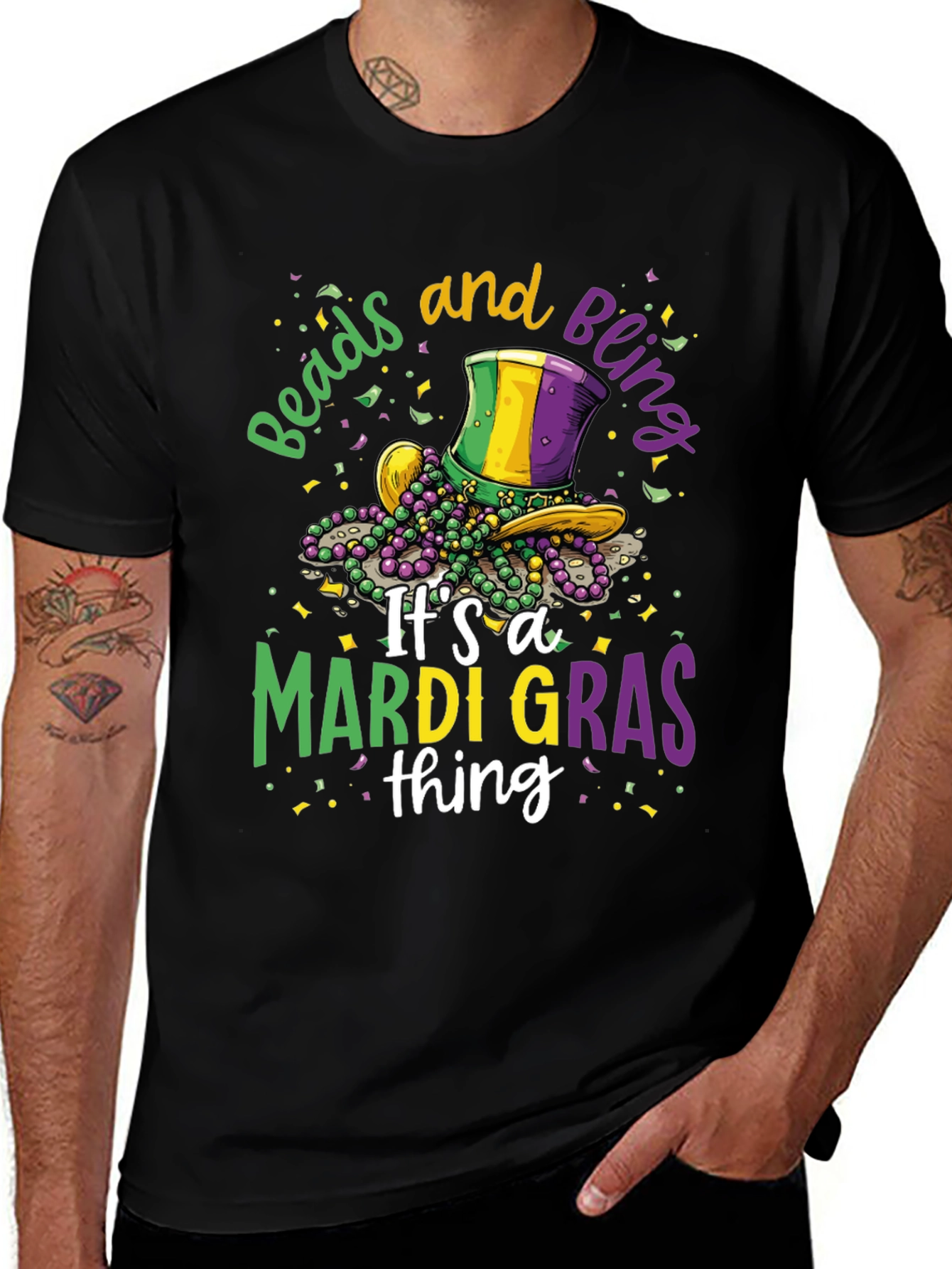 Variant 21 of Mardi Gras Beads & Bling Graphic Tee