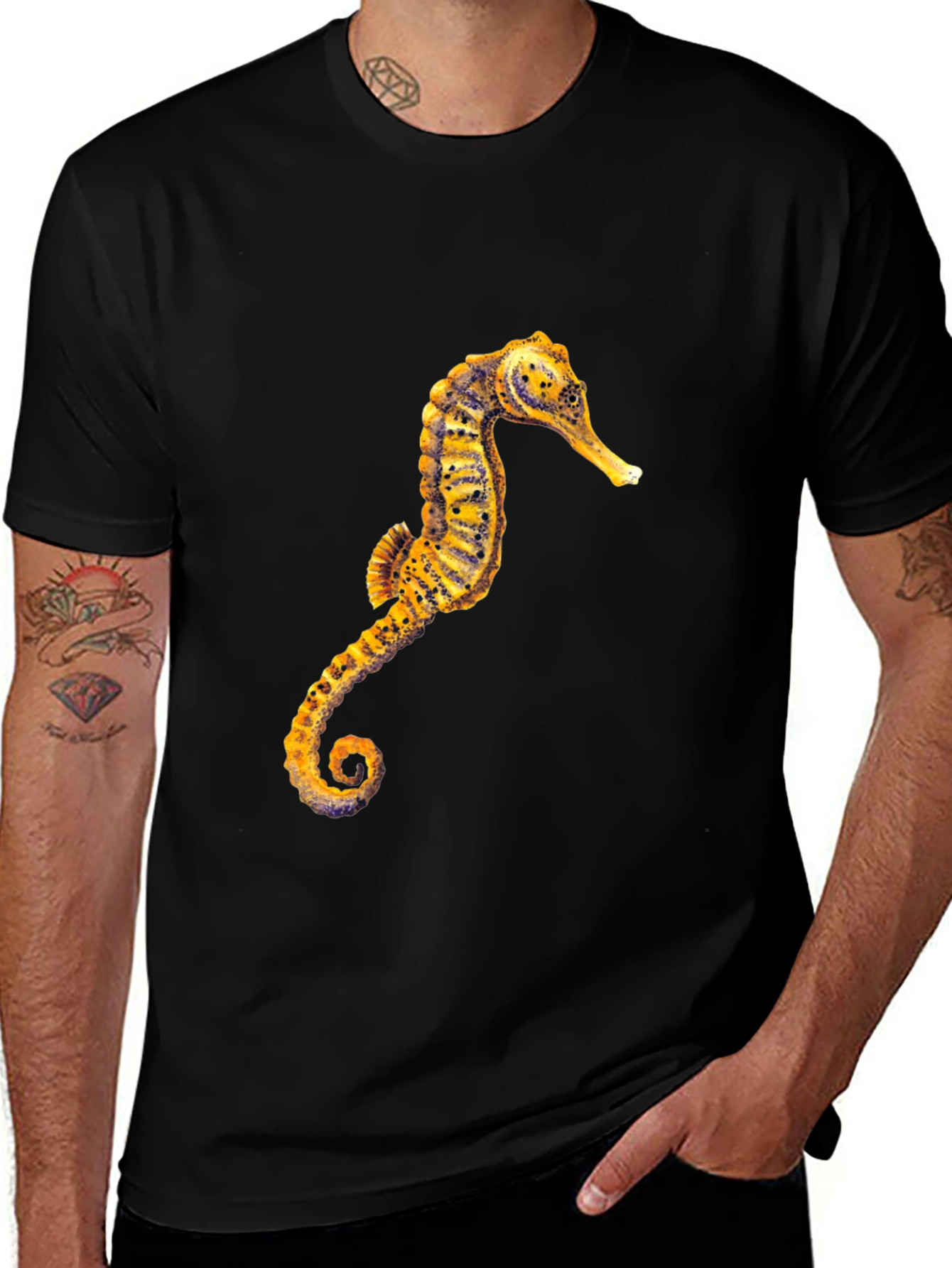 Variant 24 of Seahorse Graphic Black T-Shirt