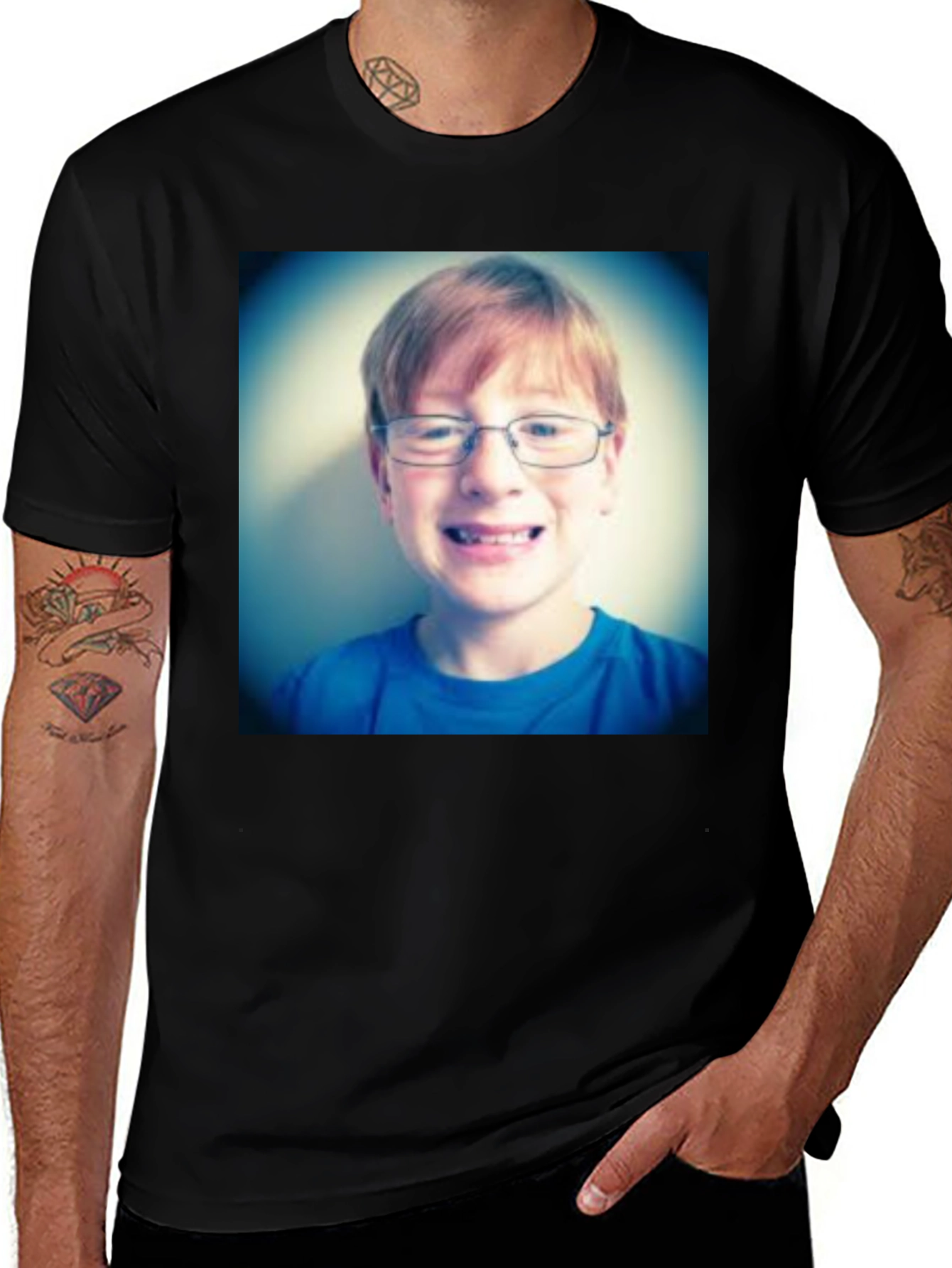 Variant 17 of Custom Photo Print Black Unisex T-Shirt