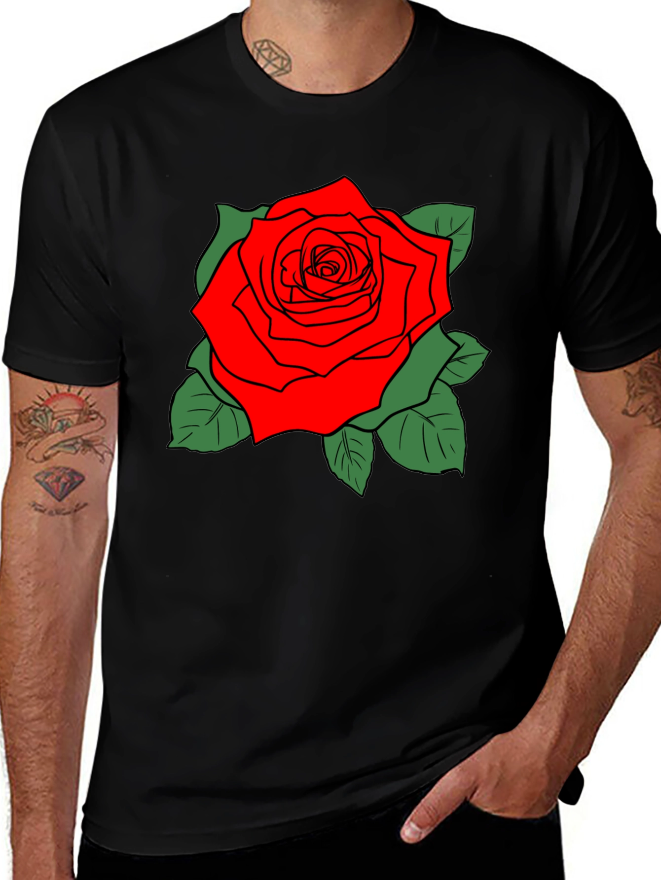 Variant 27 of Bold Rose Graphic Black T-Shirt