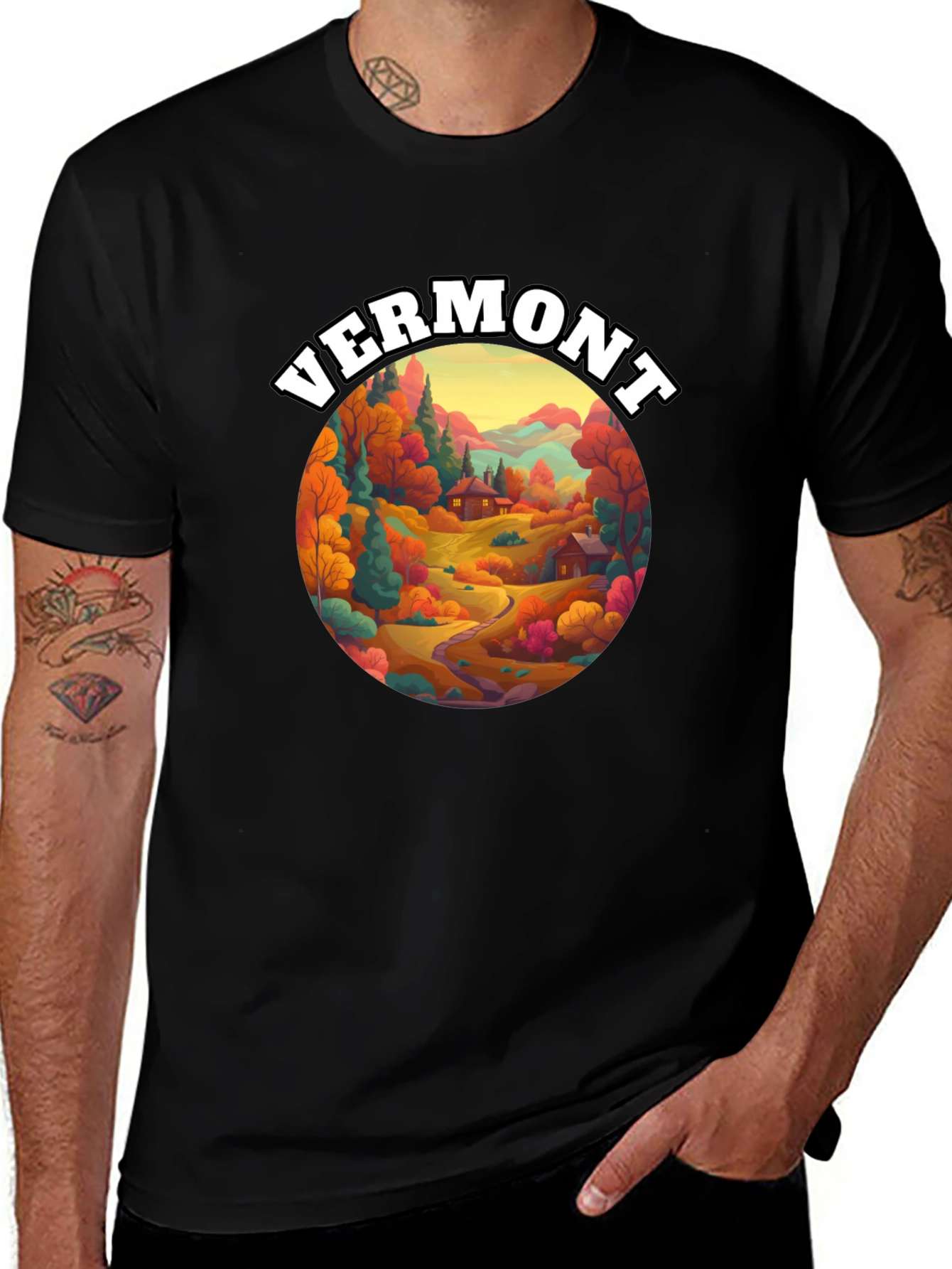 Variant 4 of Vermont Graphic Tee - Autumn Landscape T-Shirt