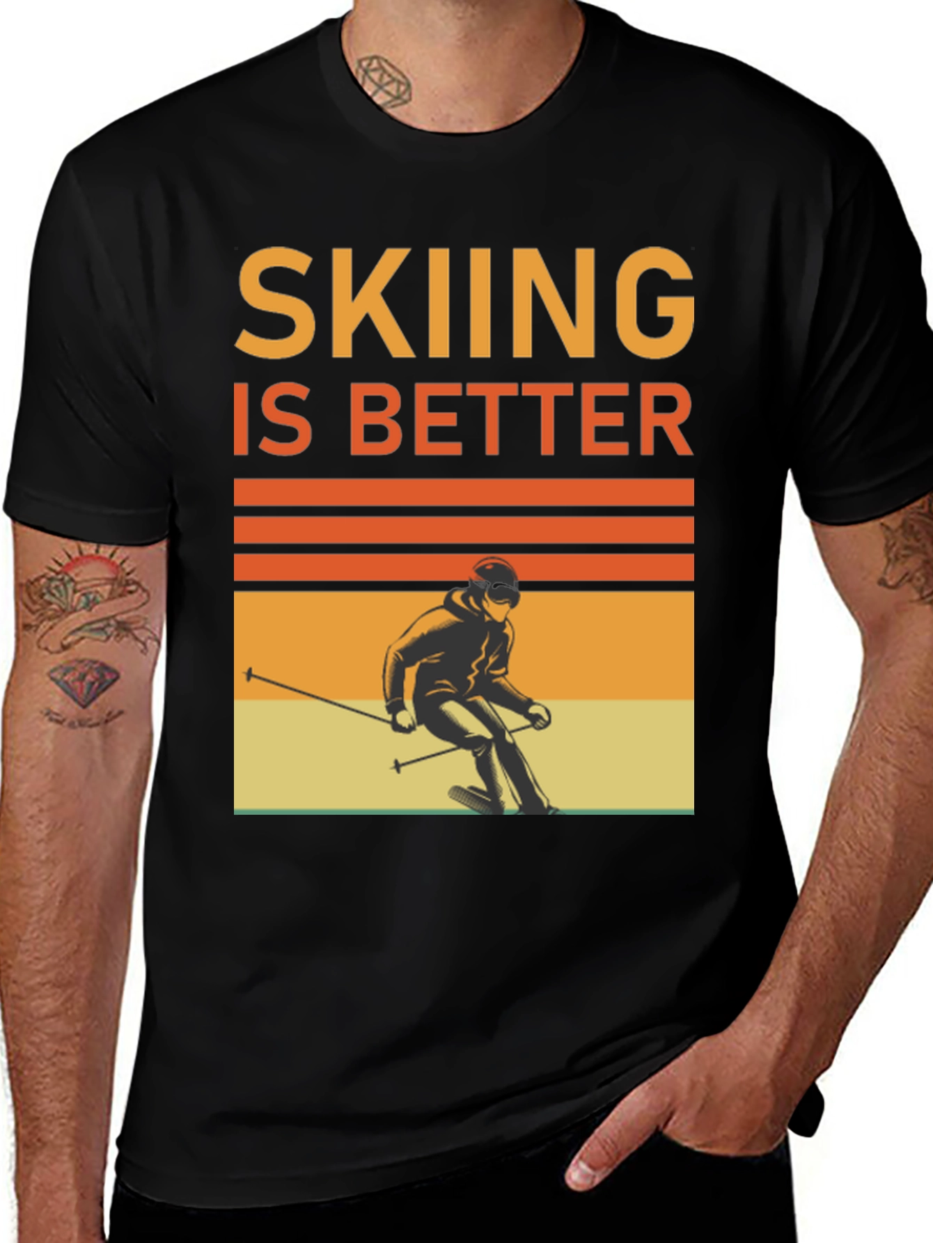 Variant 13 of Skiing is Better T-Shirt - Vintage Ski Graphic Tee