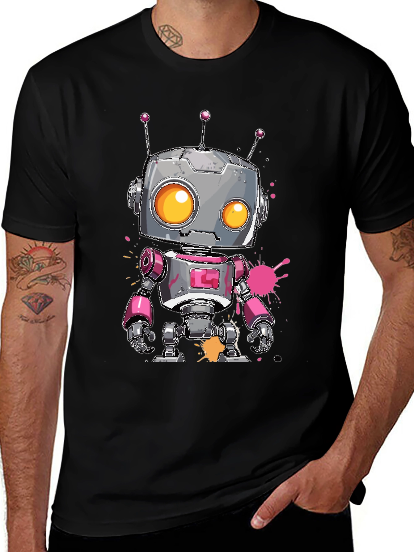 Variant 7 of Robot Graphic Tee - Cool Cartoon Robot Design
