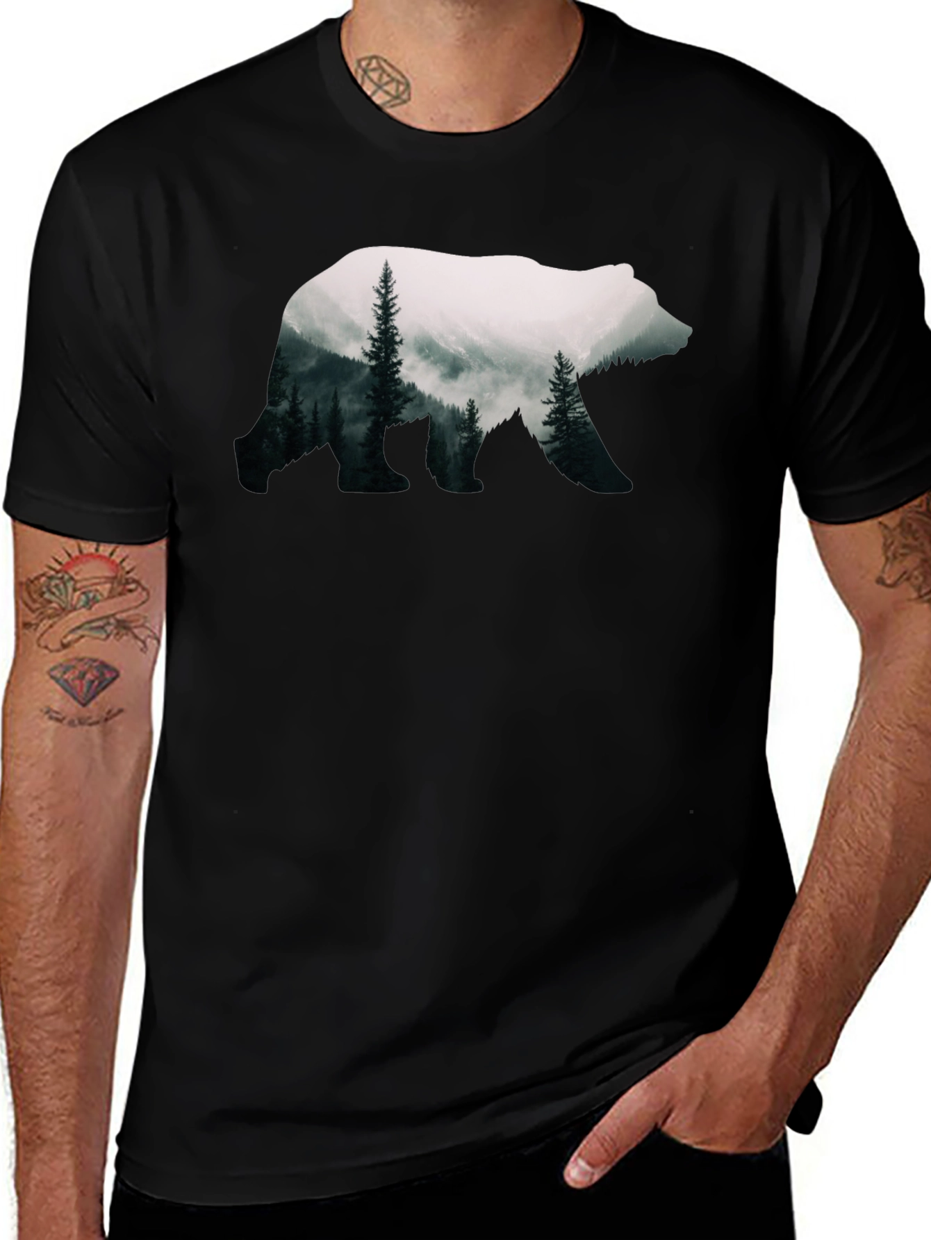 Variant 4 of Bear Forest Graphic Tee - Nature Lover's T-Shirt