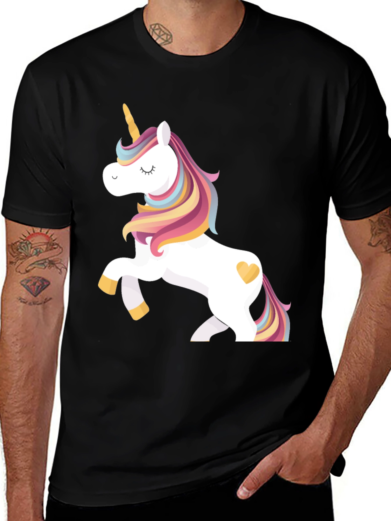 Variant 28 of Unicorn Graphic T-Shirt - Men's Black Tee