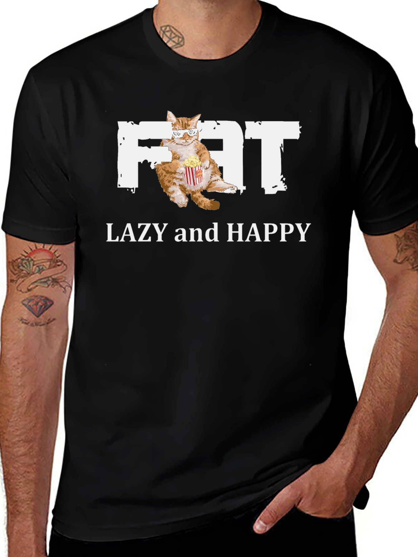 Variant 20 of Fat Lazy Happy Cat T-Shirt
