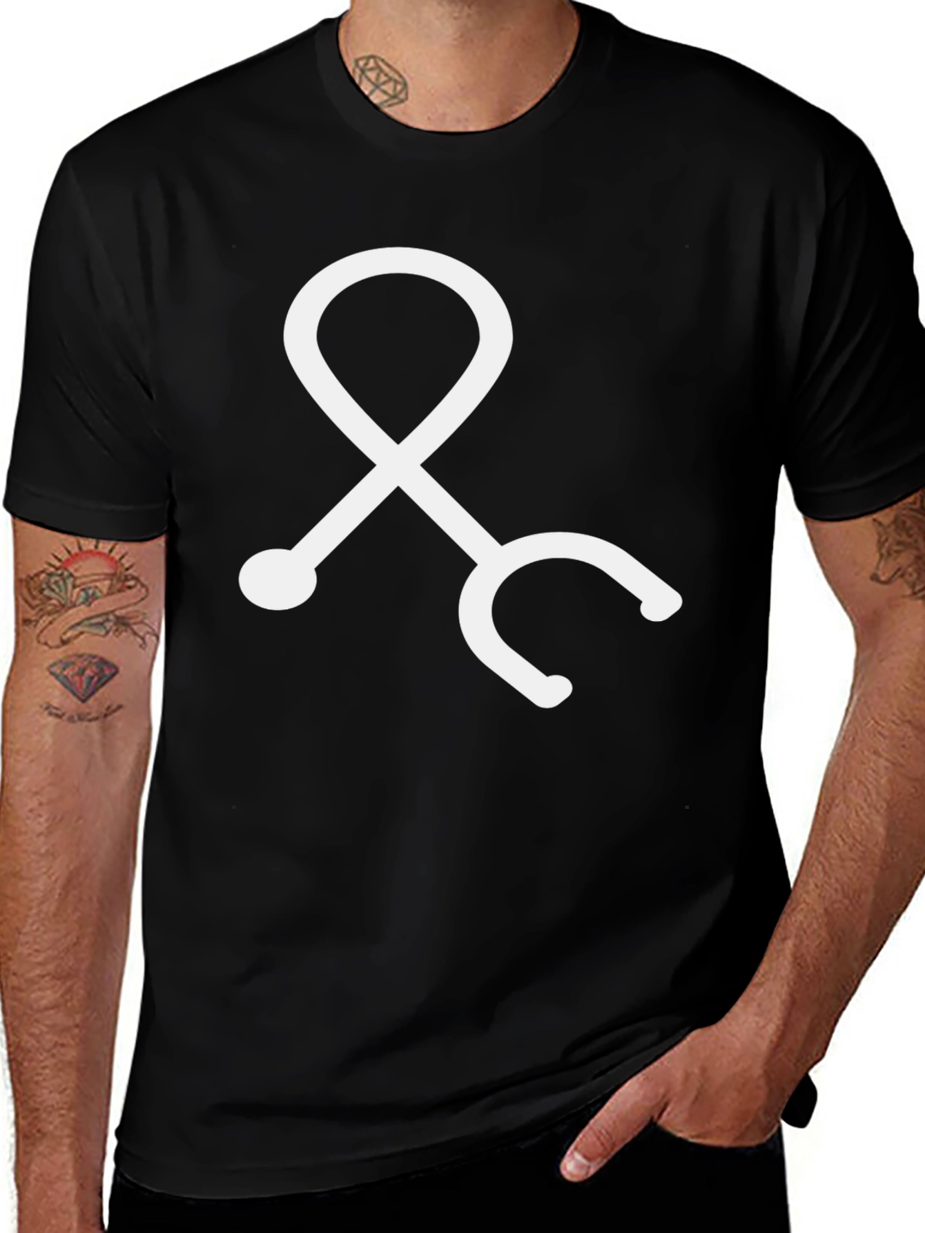 Variant 9 of Medical Stethoscope Graphic Tee - Black Cotton Blend