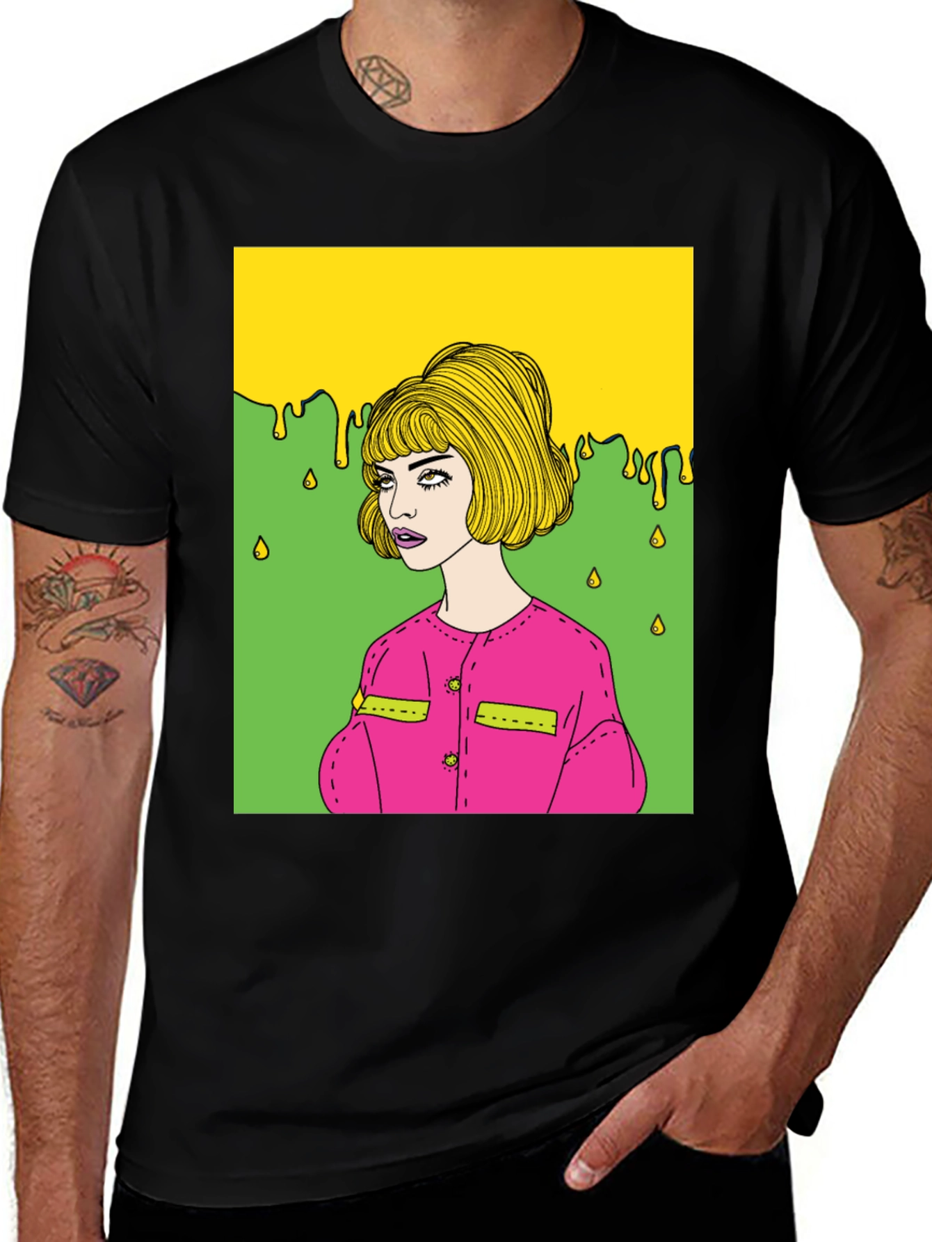 Variant 24 of Pop Art Girl Graphic Tee - Black