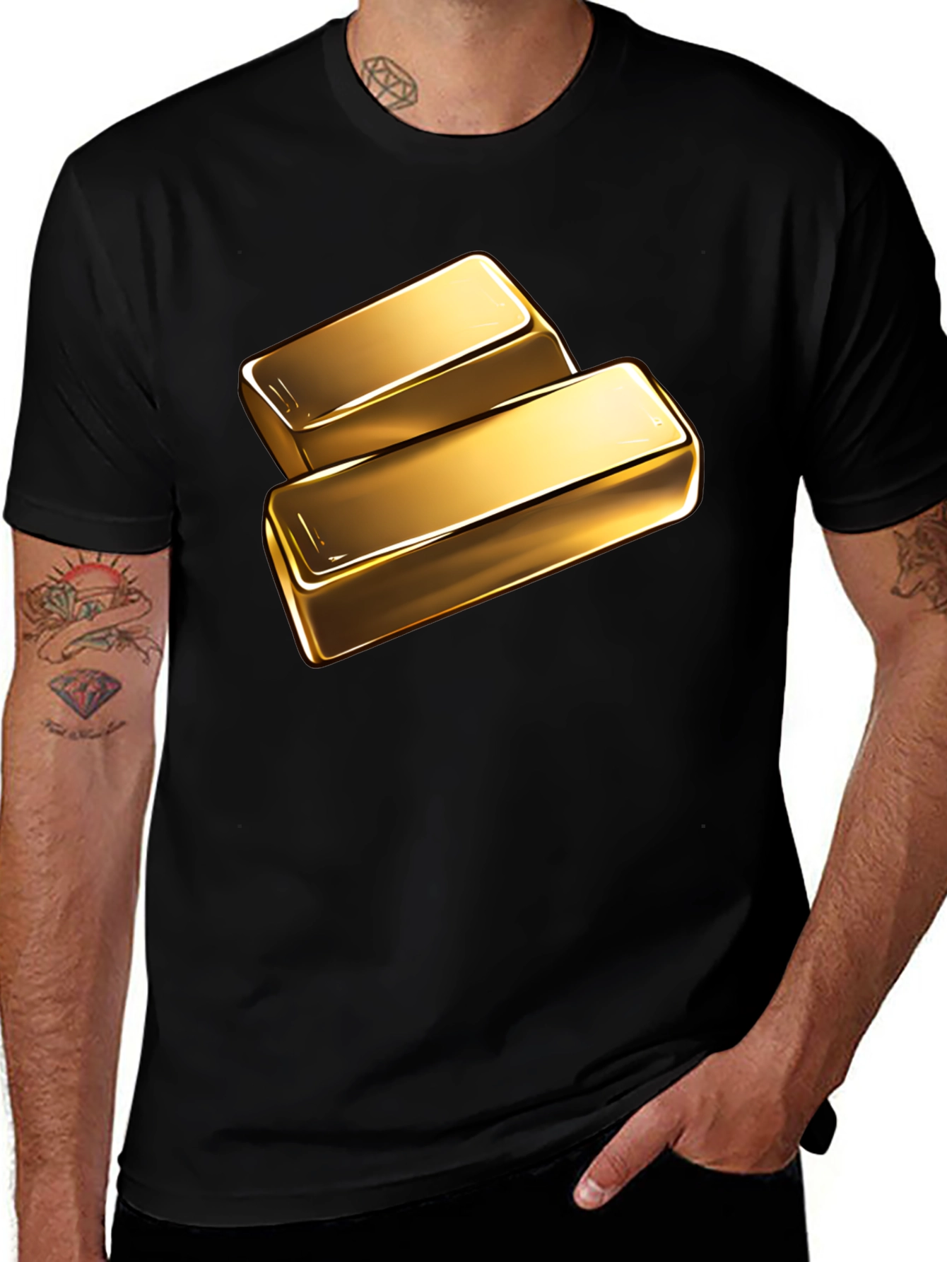 Variant 14 of Gold Bar Graphic Tee - Shiny Ingot Design