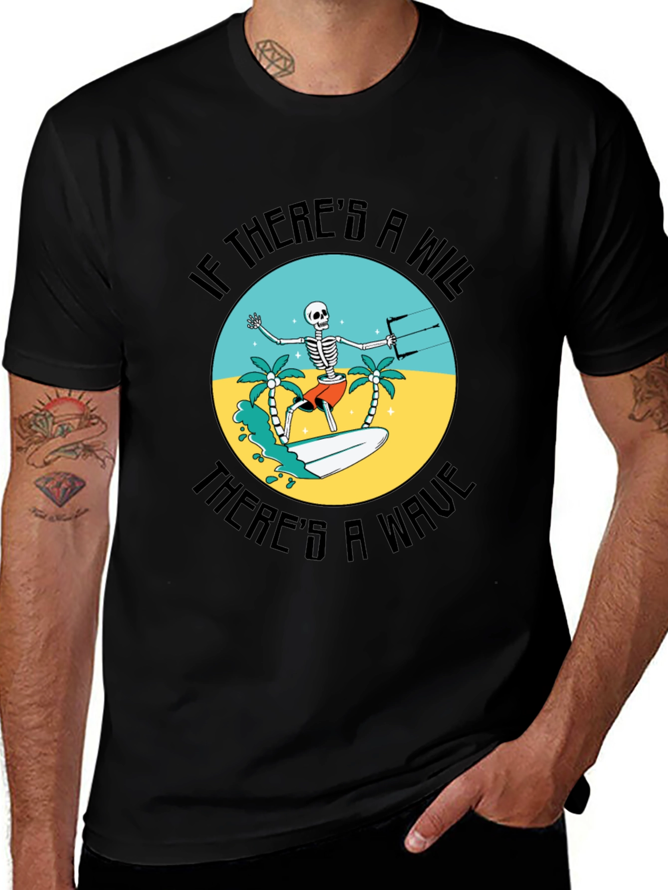 Variant 28 of Humorous Skeleton Surfer Graphic T-Shirt