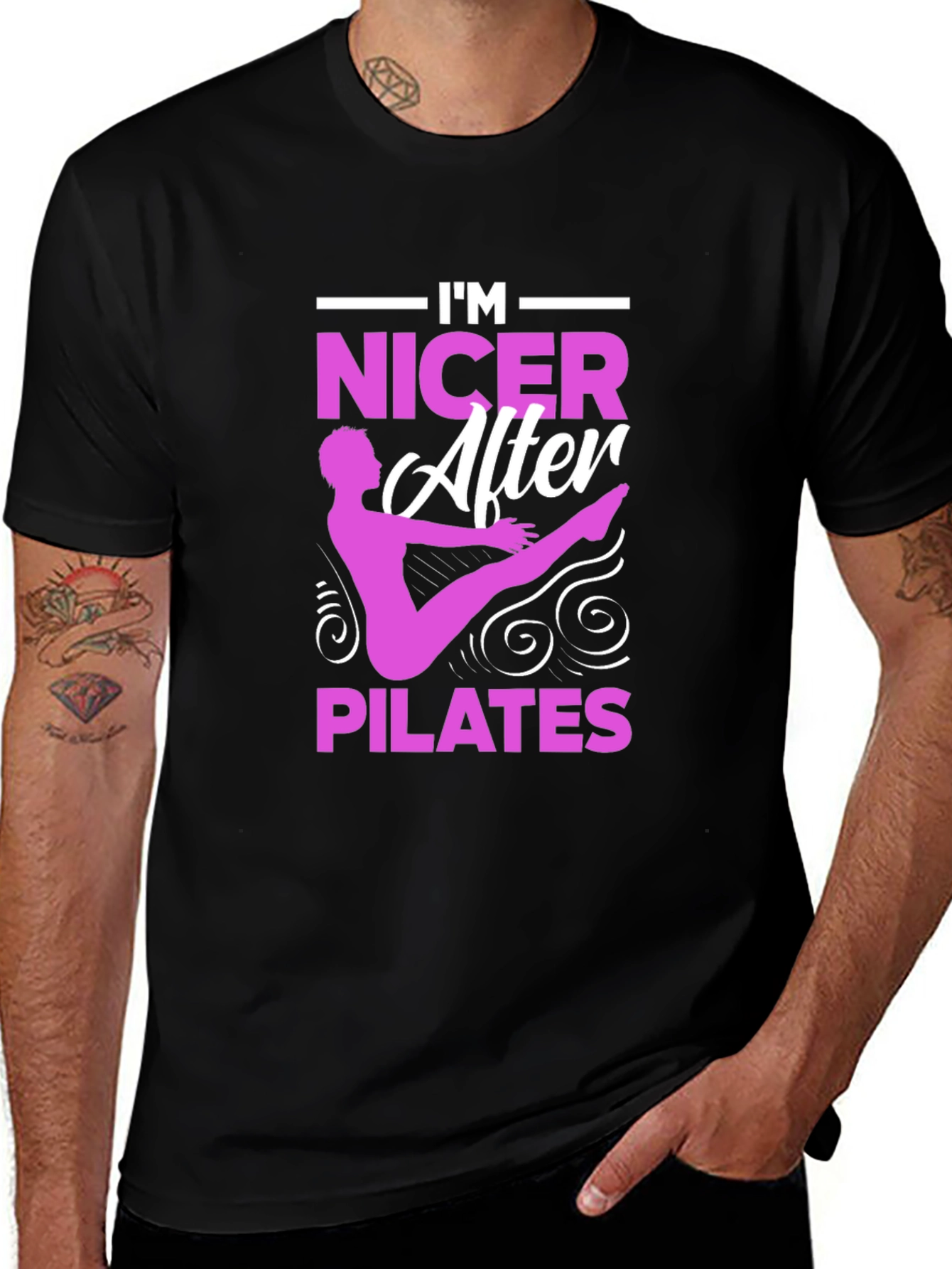 Variant 11 of I'm Nicer After Pilates Black Graphic T-Shirt
