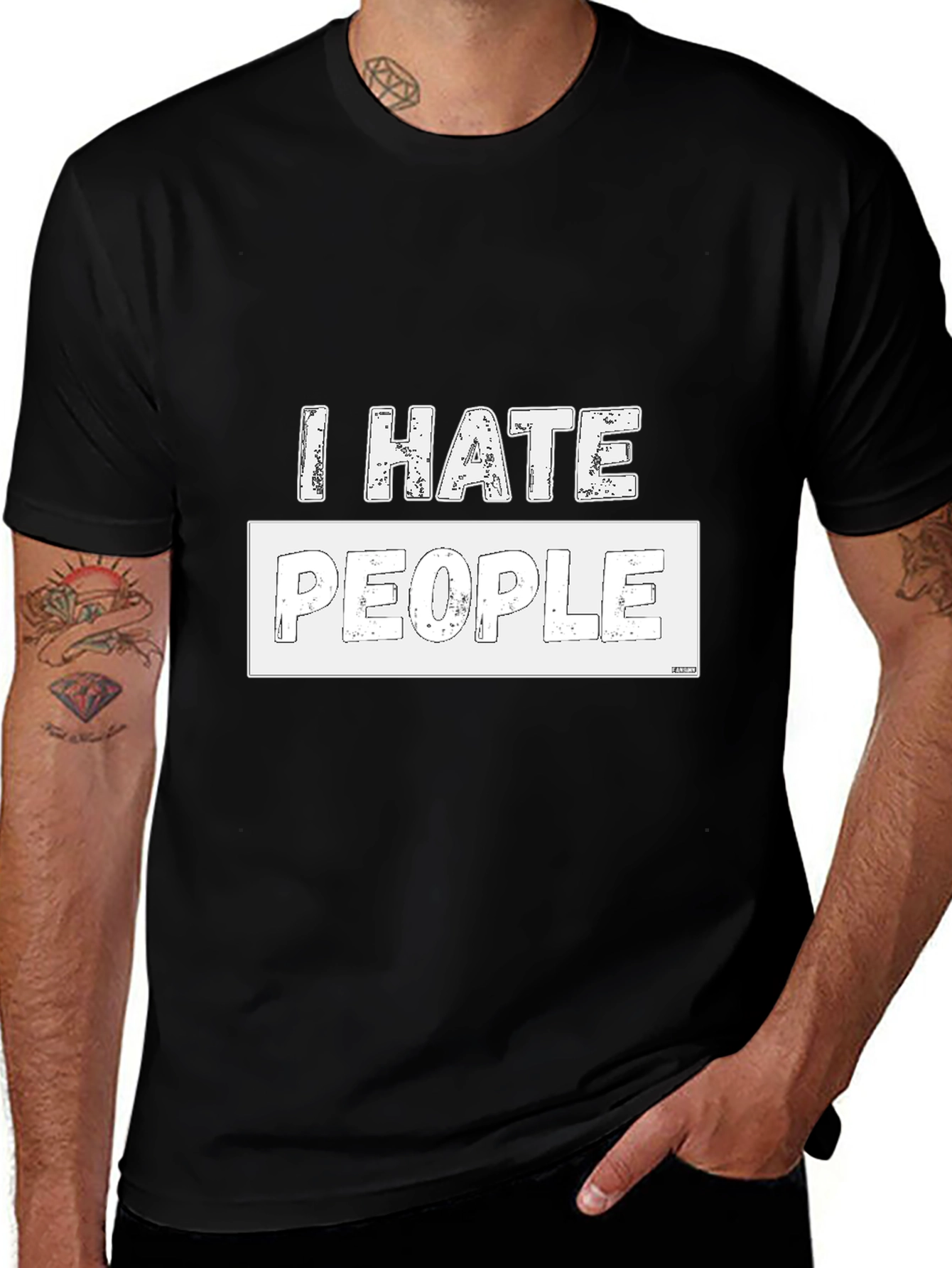 Variant 28 of I Hate People Graphic T-Shirt - Black Cotton Tee