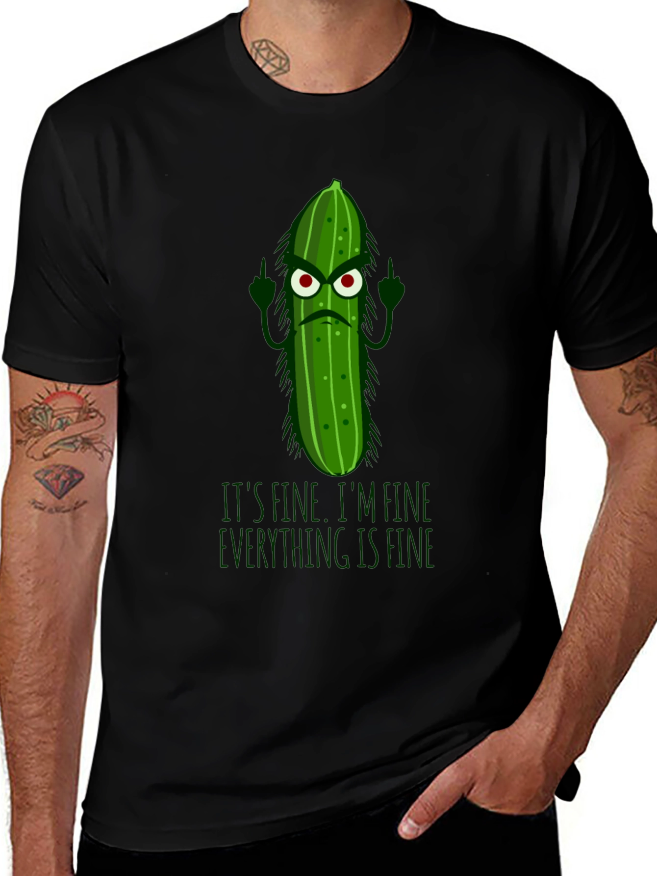 Variant 6 of Funny Pickle T-Shirt - It's Fine, I'm Fine, Everything Is Fine