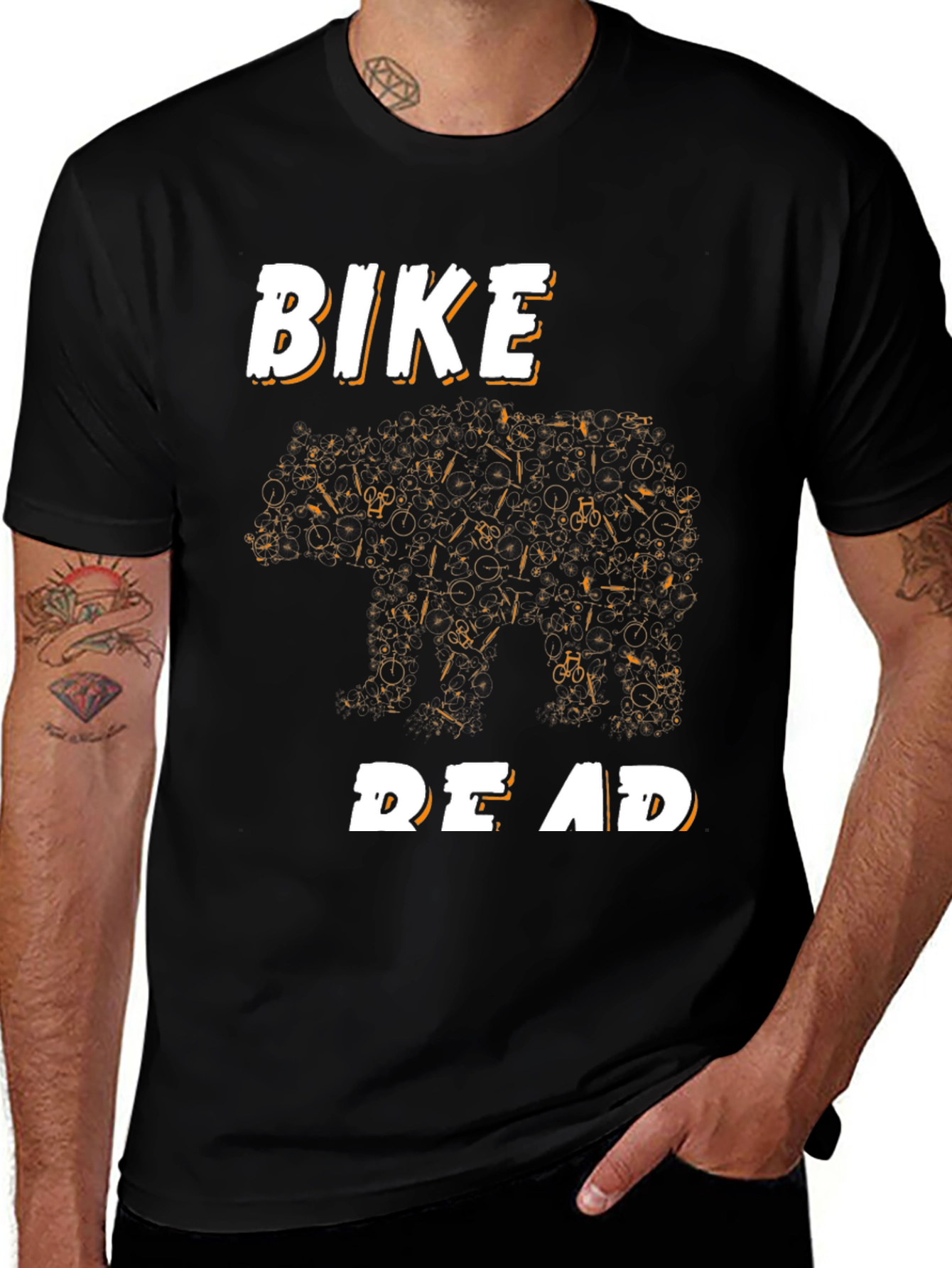 Variant 29 of Bike Bear T-Shirt - Black Graphic Tee