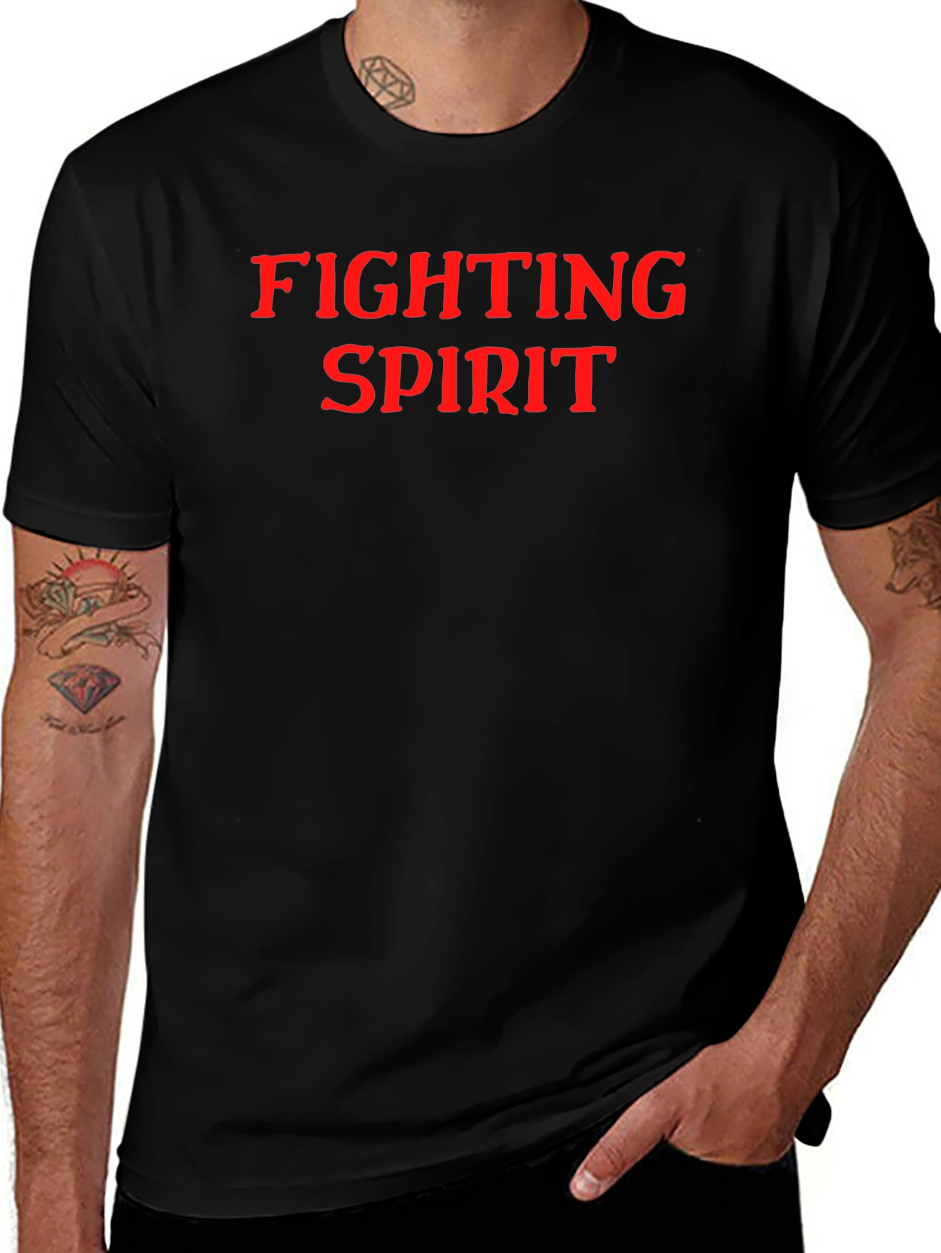 Variant 8 of Fighting Spirit Tee - Bold Red Print on Black