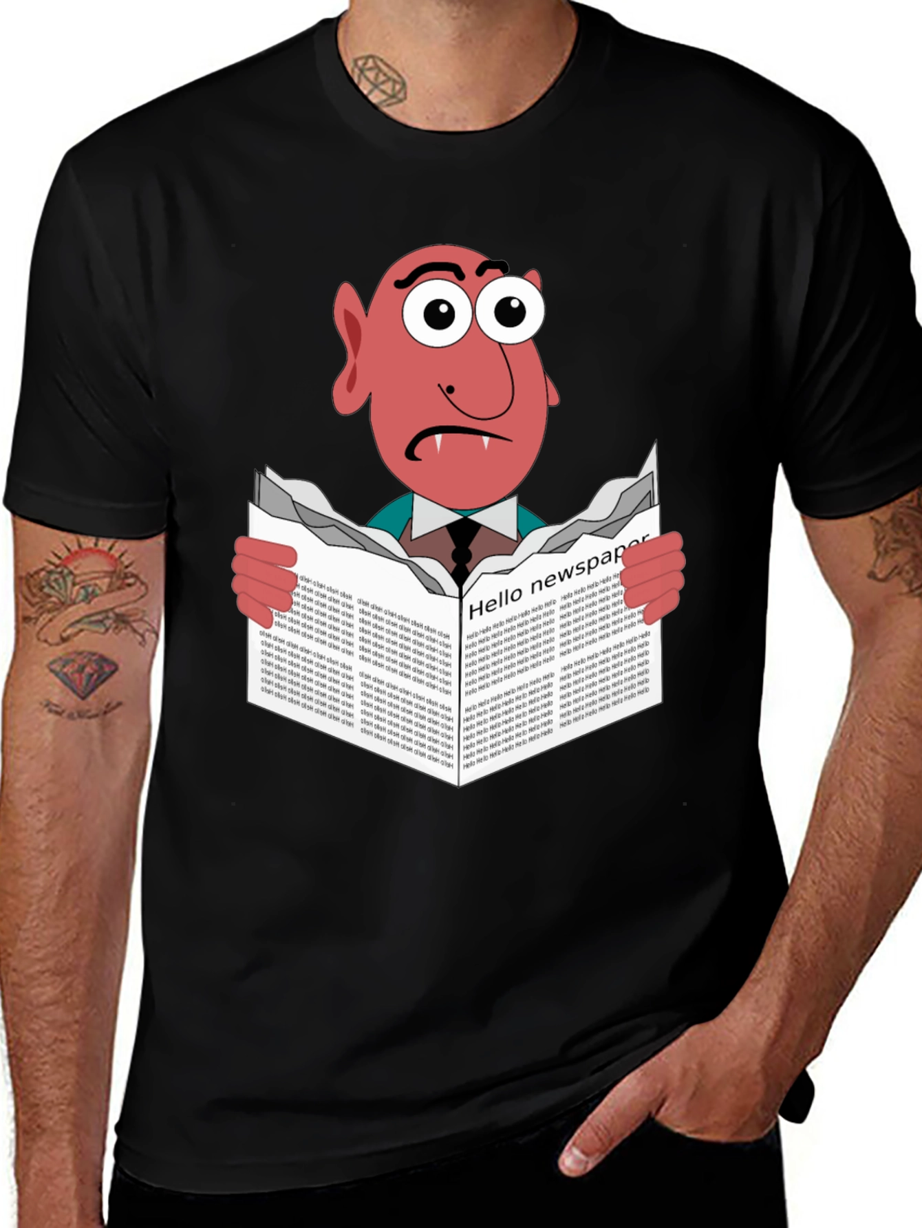 Variant 9 of Vampire Reading Newspaper Graphic T-Shirt
